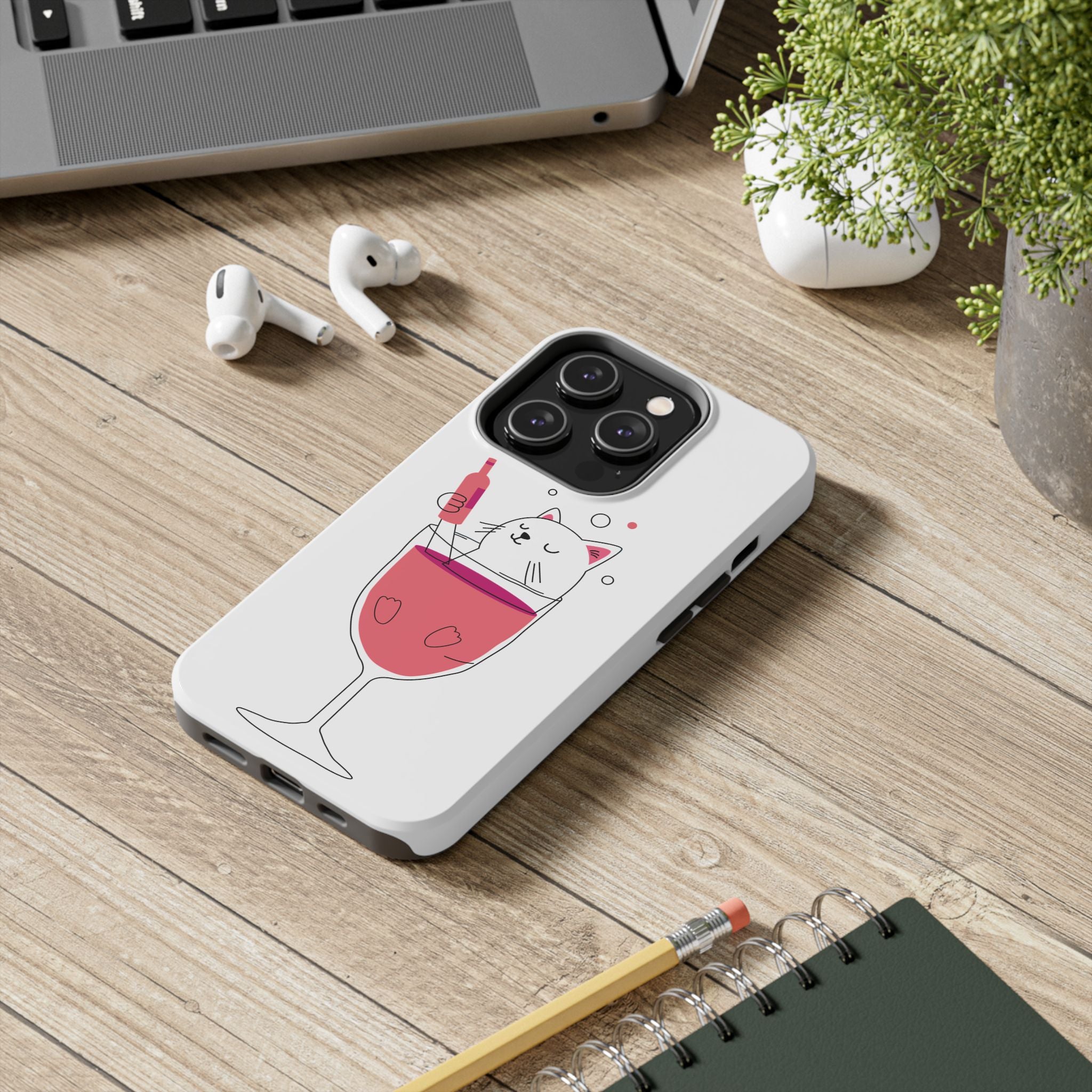 Cat Wine Phone Case — Cute Cat in Wine Glass Protective Case