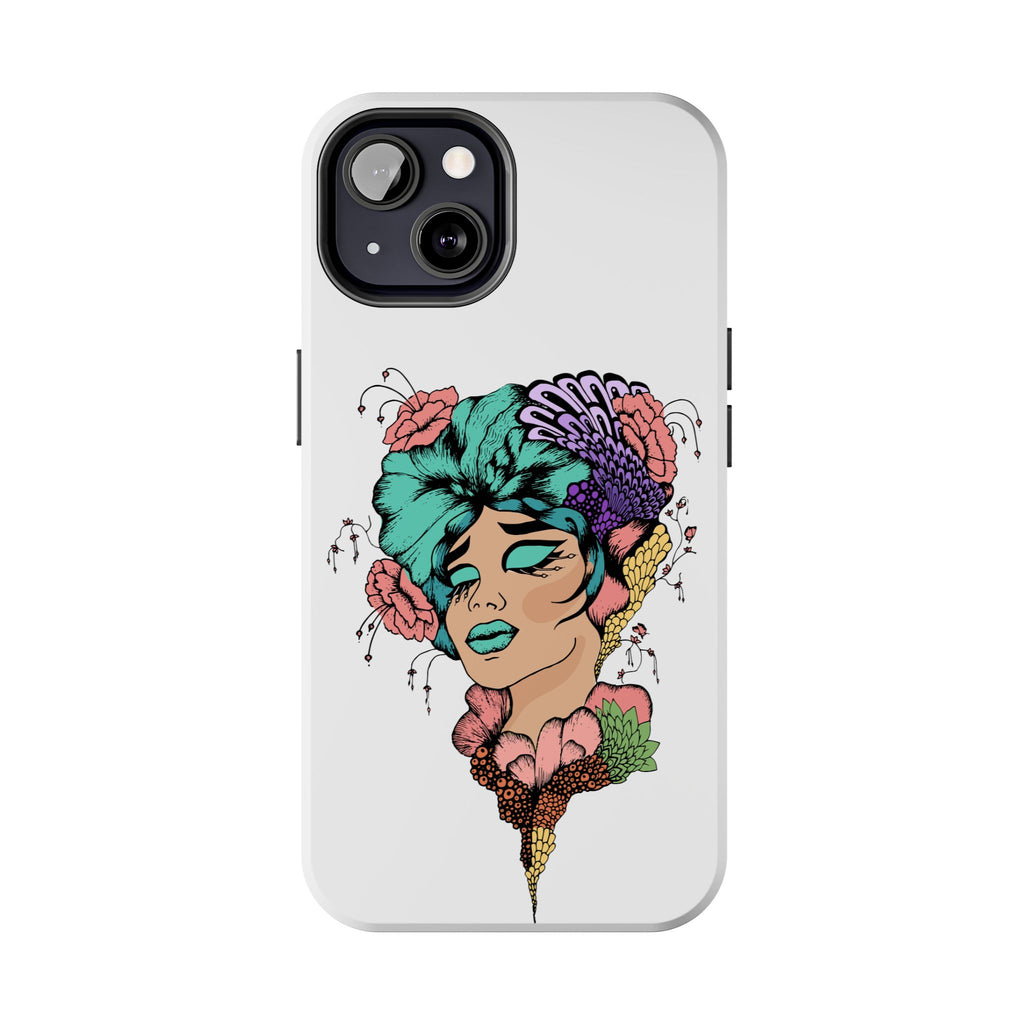 Tough Phone Case — Floral Pop Art Portrait Protective Cover