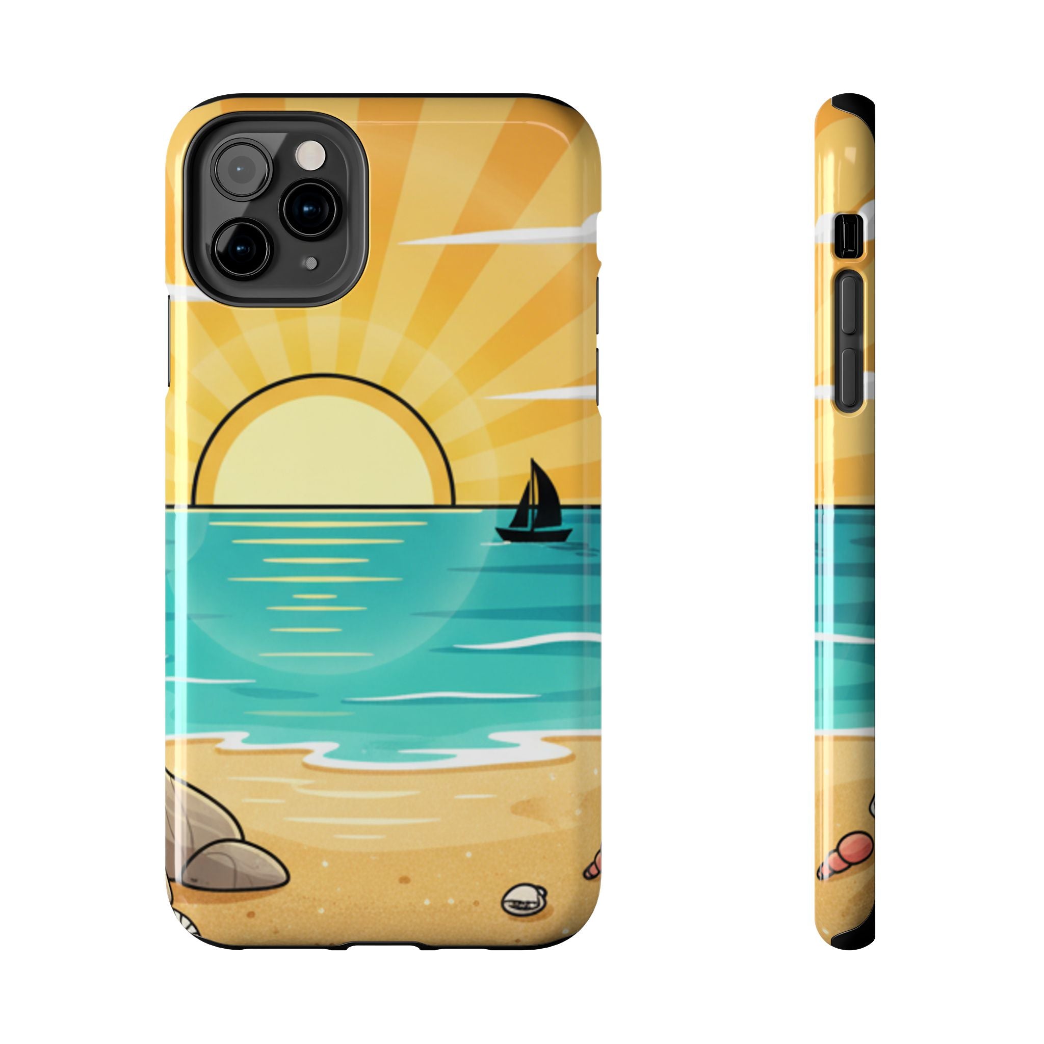 Tough Phone Case — Sunset Beach Sailboat Design