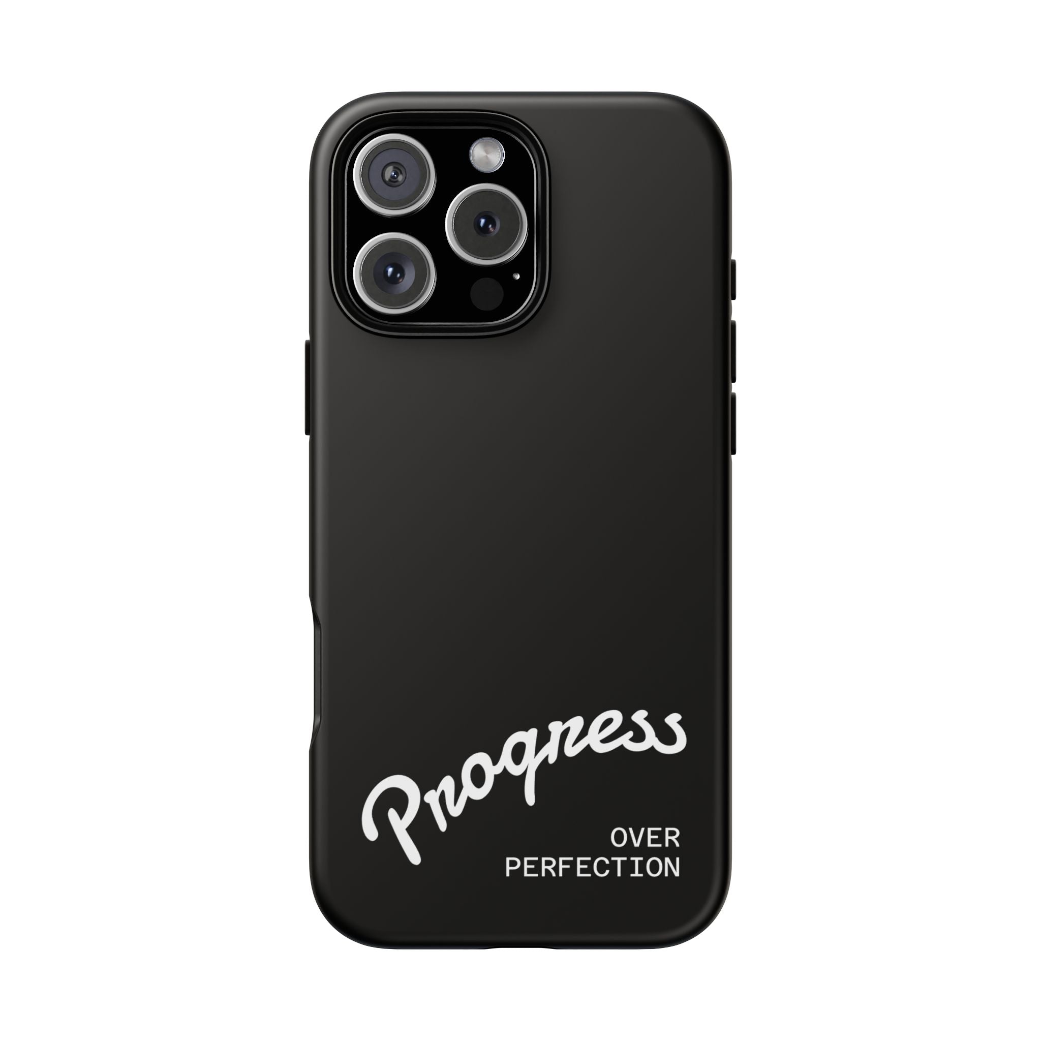 Phone Case - "Progress Over Perfection" Glossy Black Protective Cover