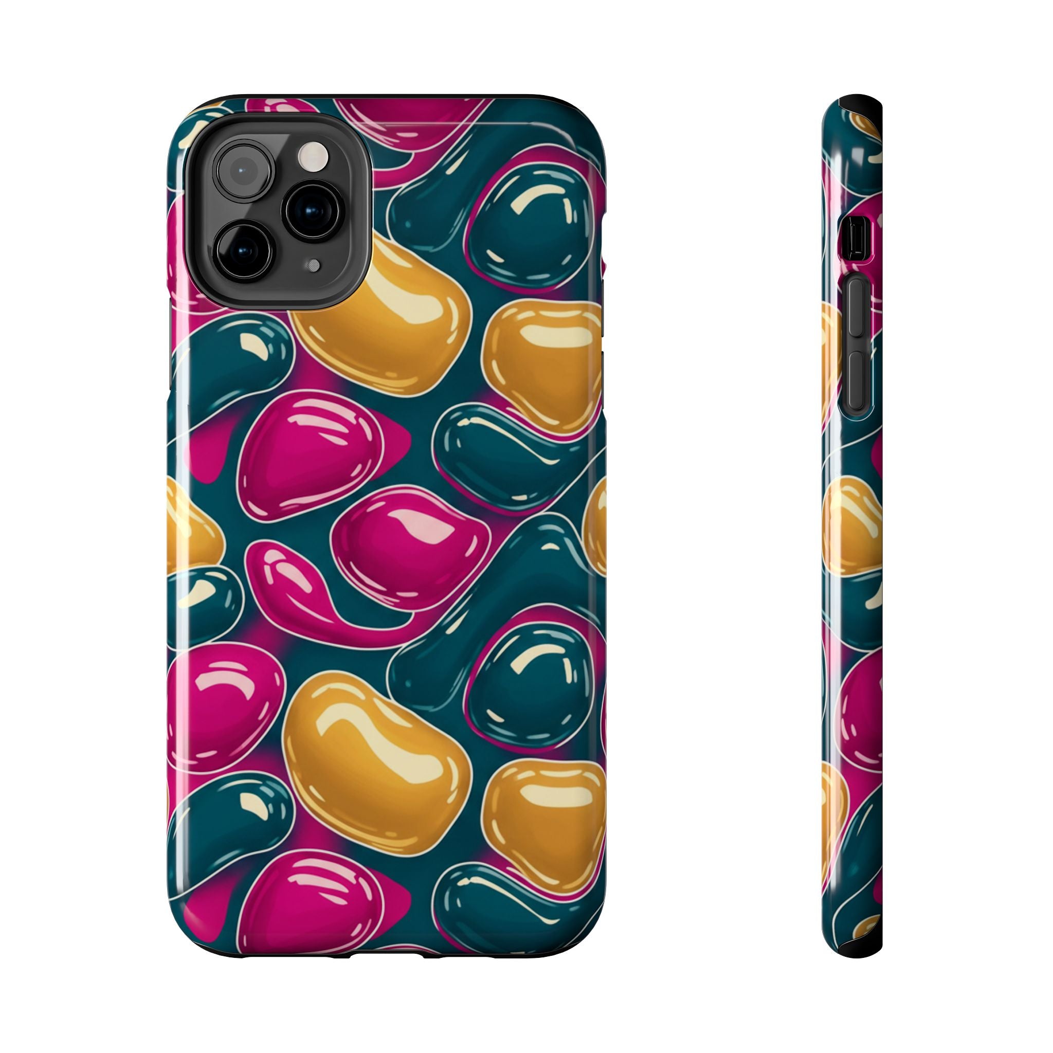 Abstract Colorful Blob Phone Case — Bold Teal, Magenta & Gold Protective Cover