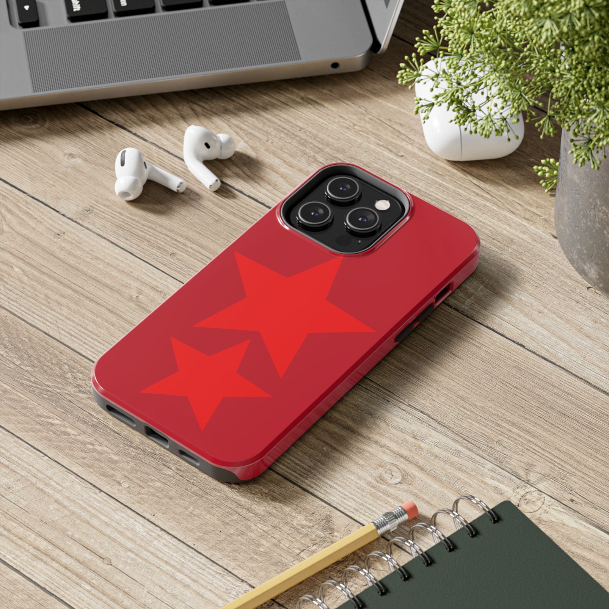 Red Star Tough Phone Case — Dual-Star Protective iPhone Cover