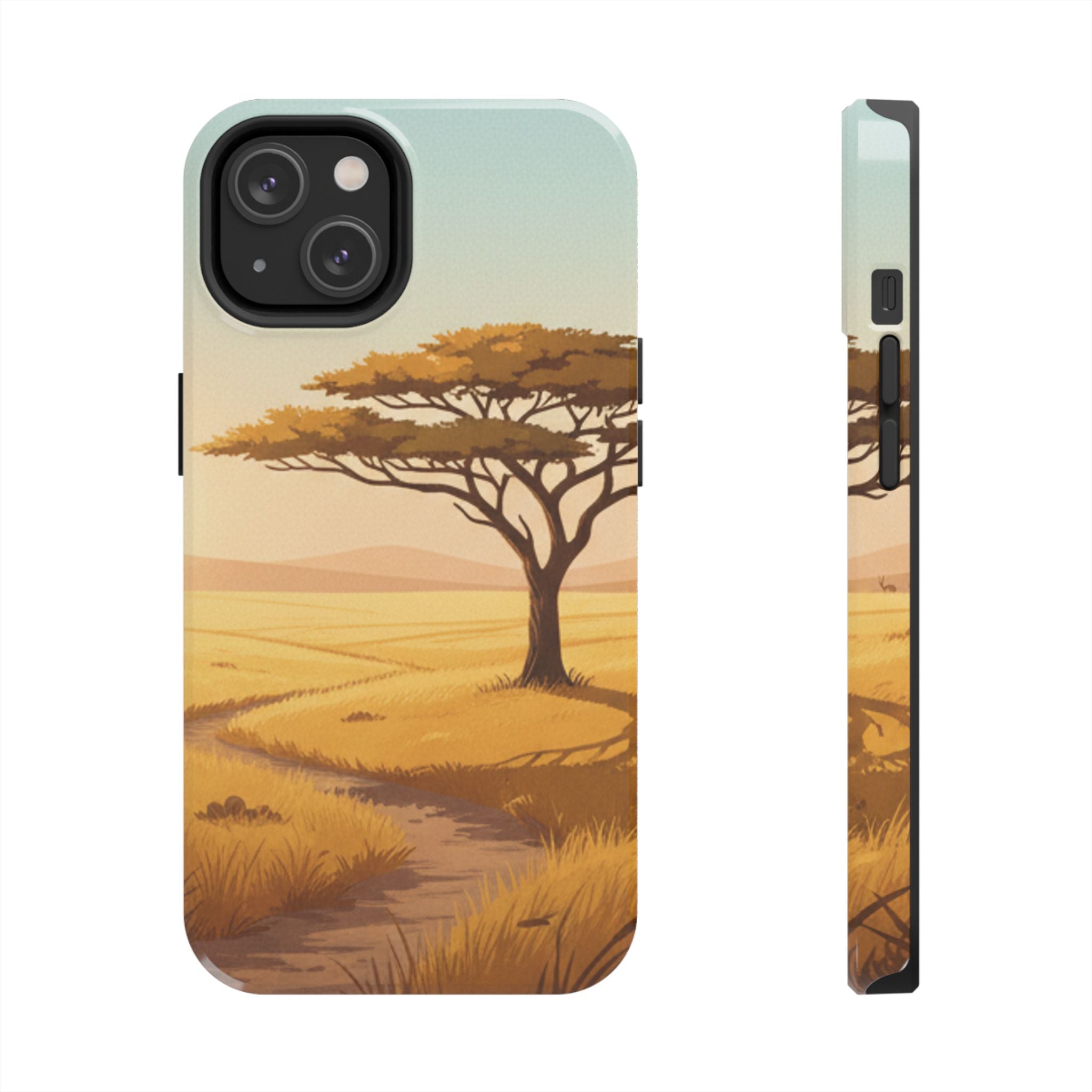 Safari Sunset Tough Phone Case — African Savanna Tree Design