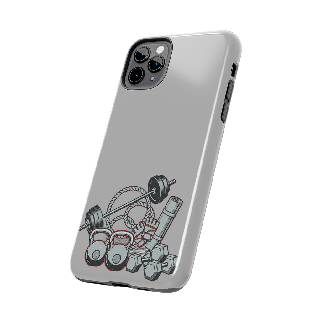 Fitness Gear Tough Phone Case — Dumbbells, Kettlebells & Jump Rope Design