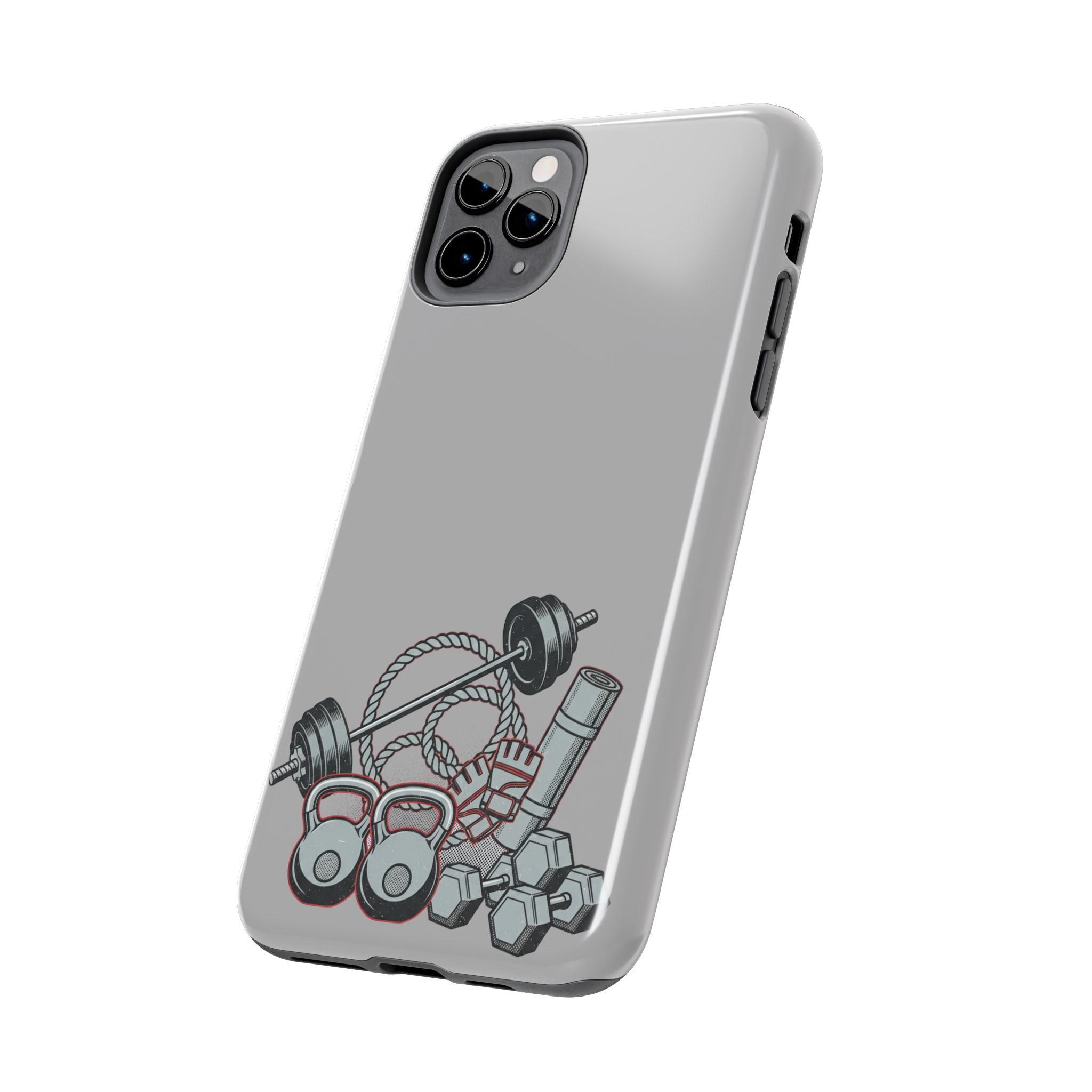 Fitness Gear Tough Phone Case — Dumbbells, Kettlebells & Jump Rope Design