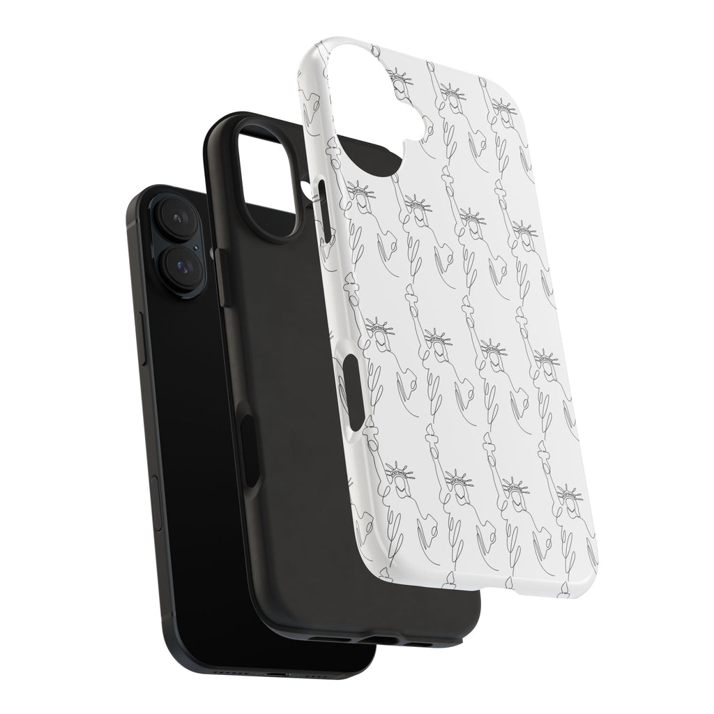 Statue of Liberty Sketch Tough Phone Case — Minimal Patriotic iPhone Cover