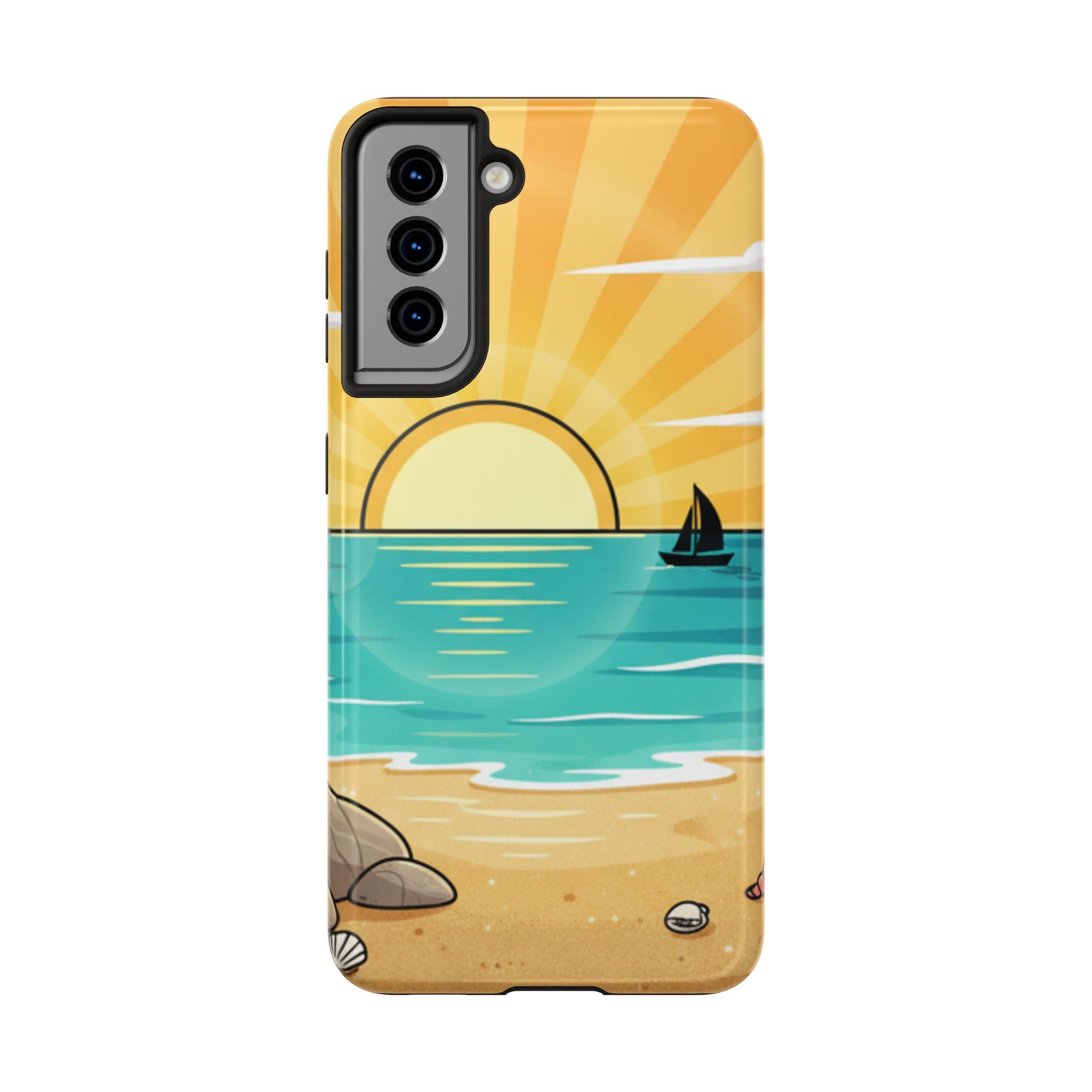 Tough Phone Case — Sunset Beach Sailboat Design