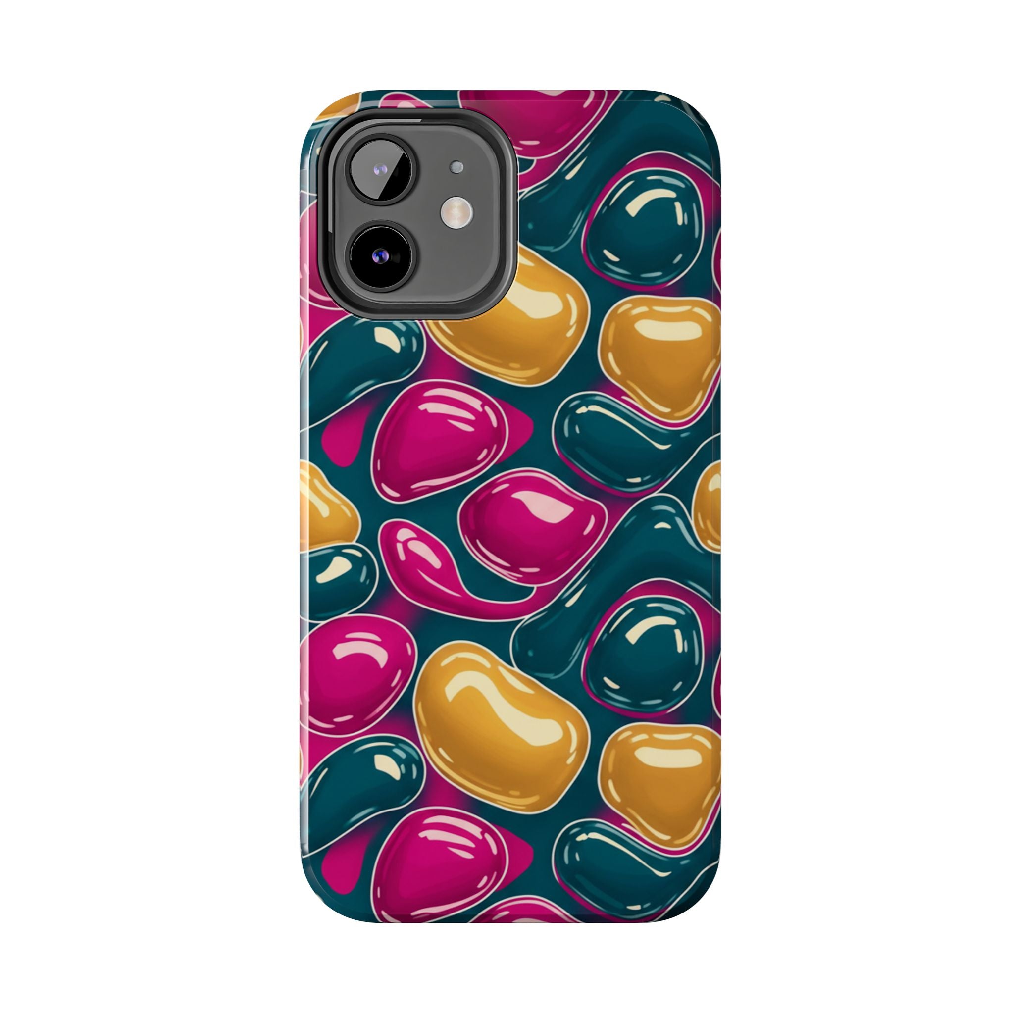 Abstract Colorful Blob Phone Case — Bold Teal, Magenta & Gold Protective Cover