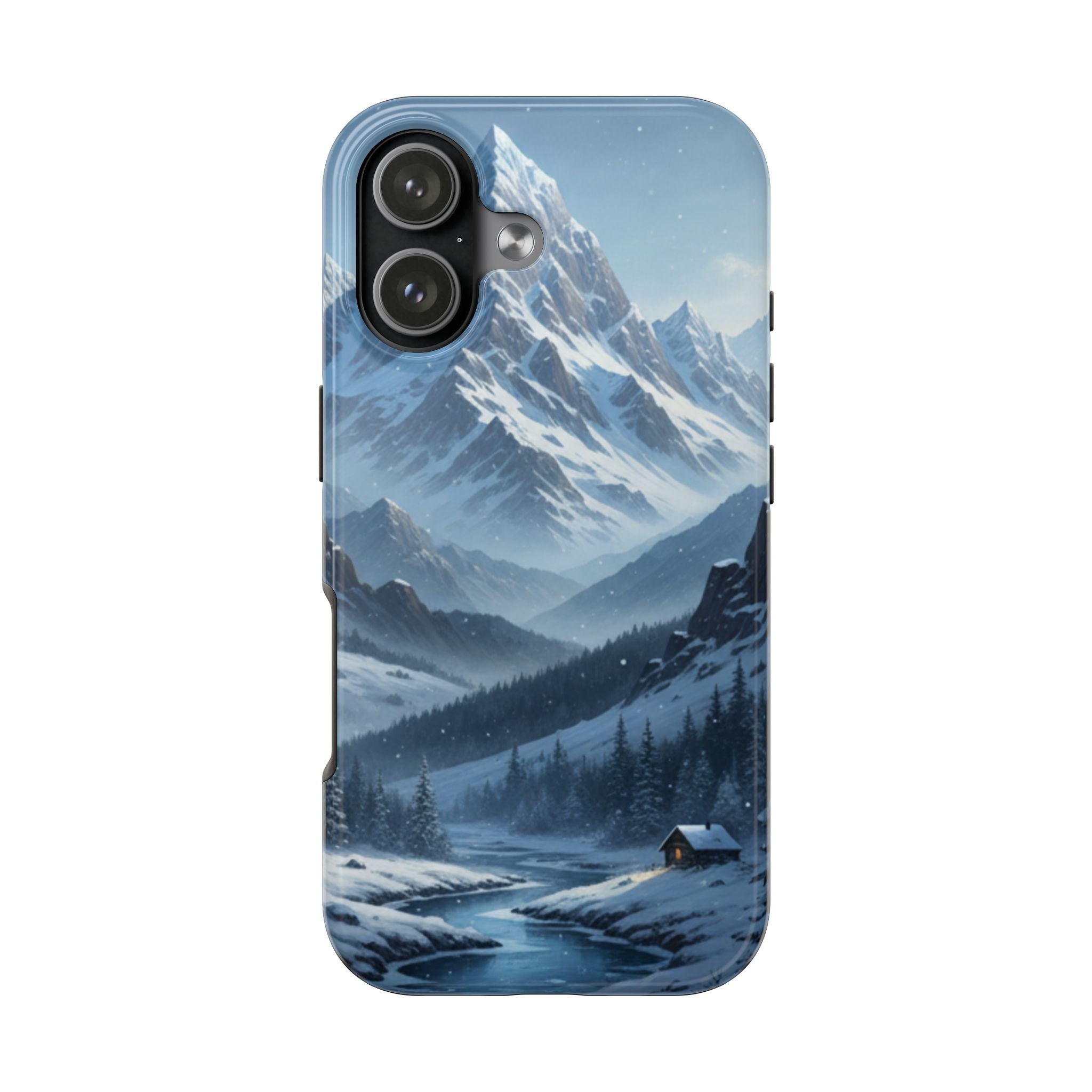 Tough Phone Case — Snowy Mountain Cabin Landscape Protective Phone Cover