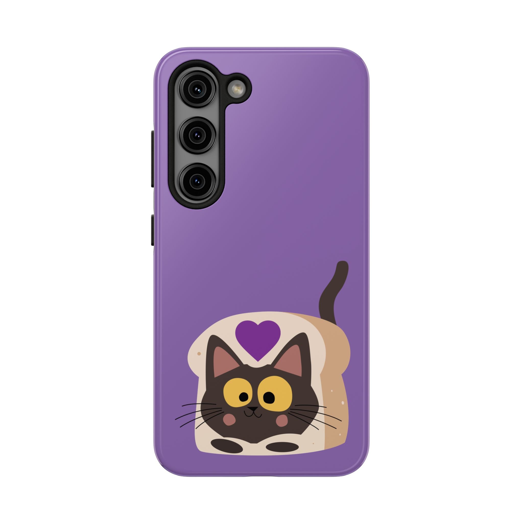 Purple Cute Cat-in-Bread Tough Phone Case — Cute Cat Heart Design