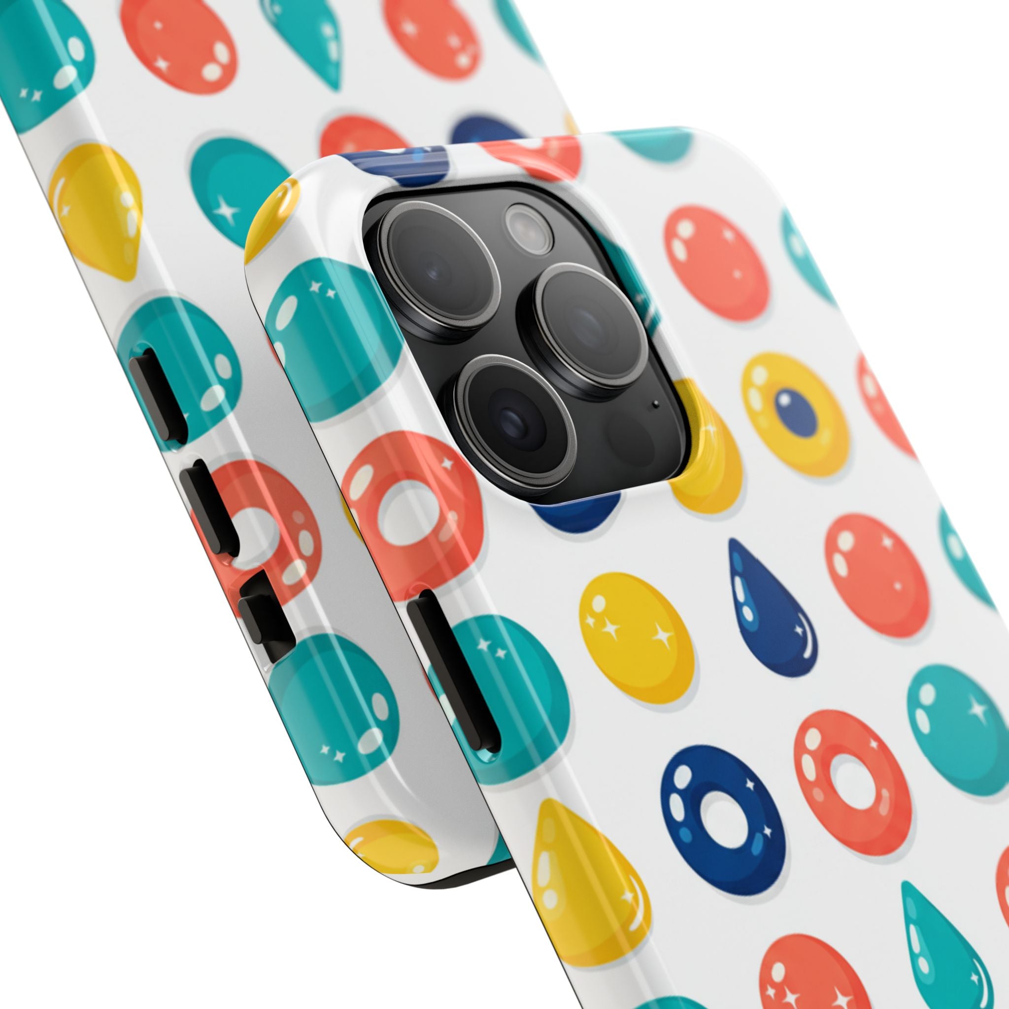 Colorful Candy Dot Tough Phone Case — Bright Retro Polka Drop Design