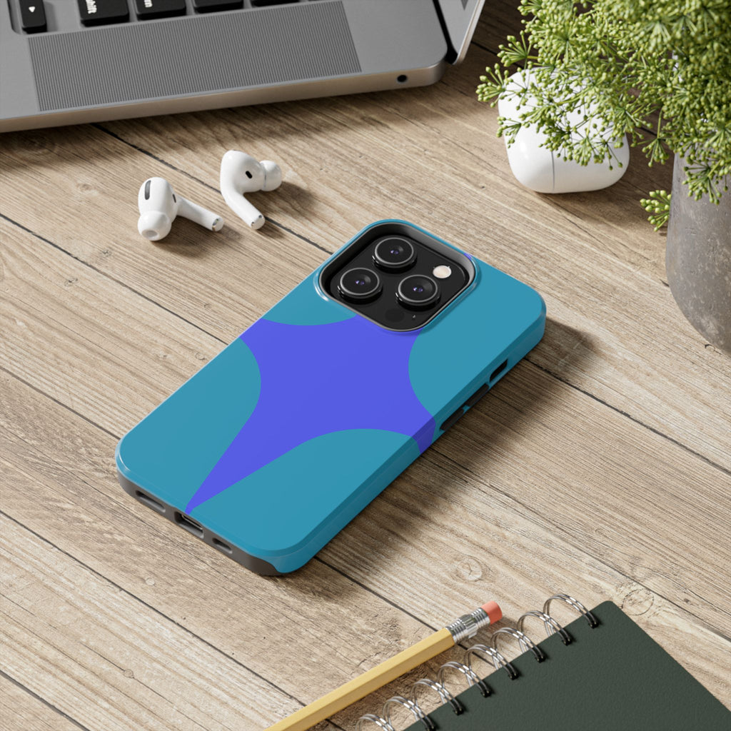 Teal & Indigo Starburst Tough Phone Case — Durable Protective Phone Case