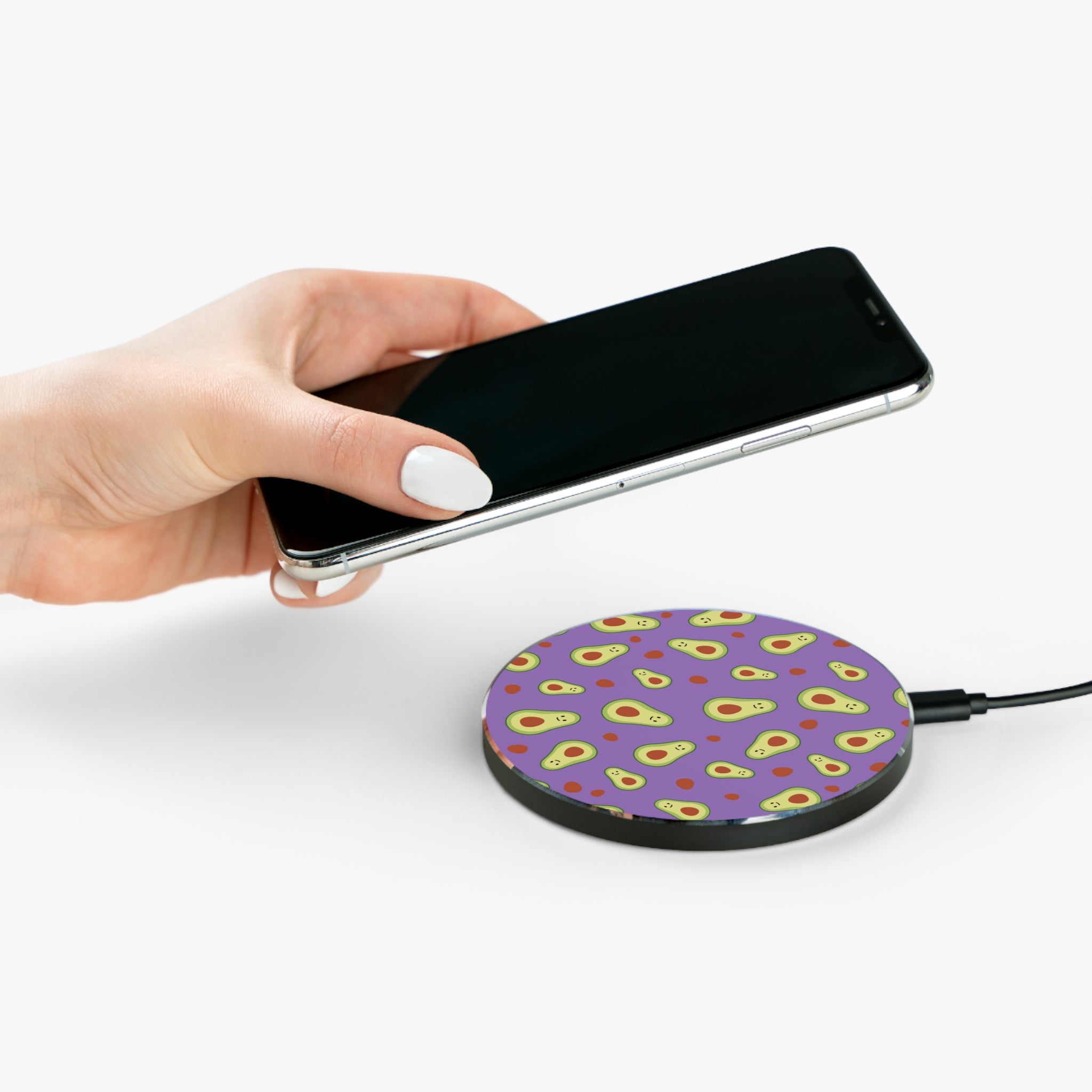 Avocado Pattern Wireless Charger — Cute Purple Avocado Qi Charging Pad