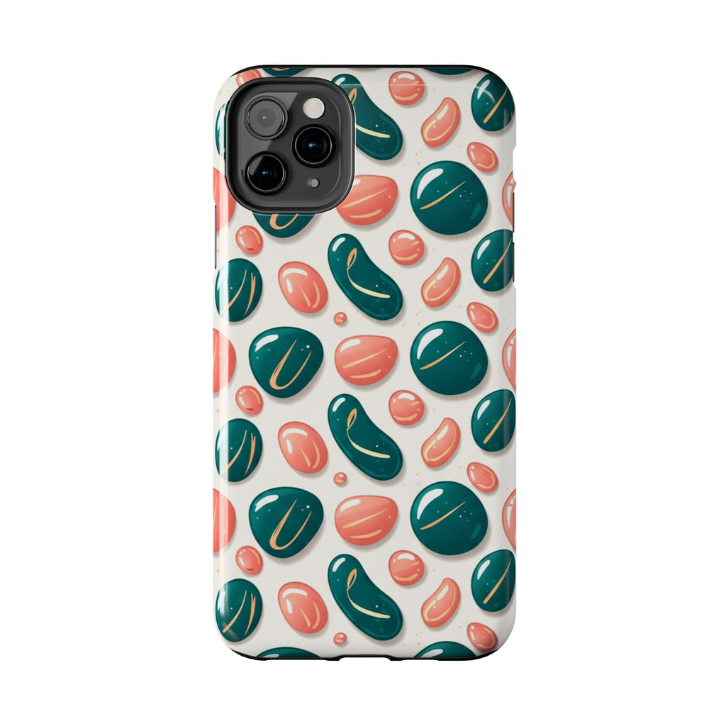 Abstract Pebble Pattern Tough Phone Case — Coral & Teal Protective Cover