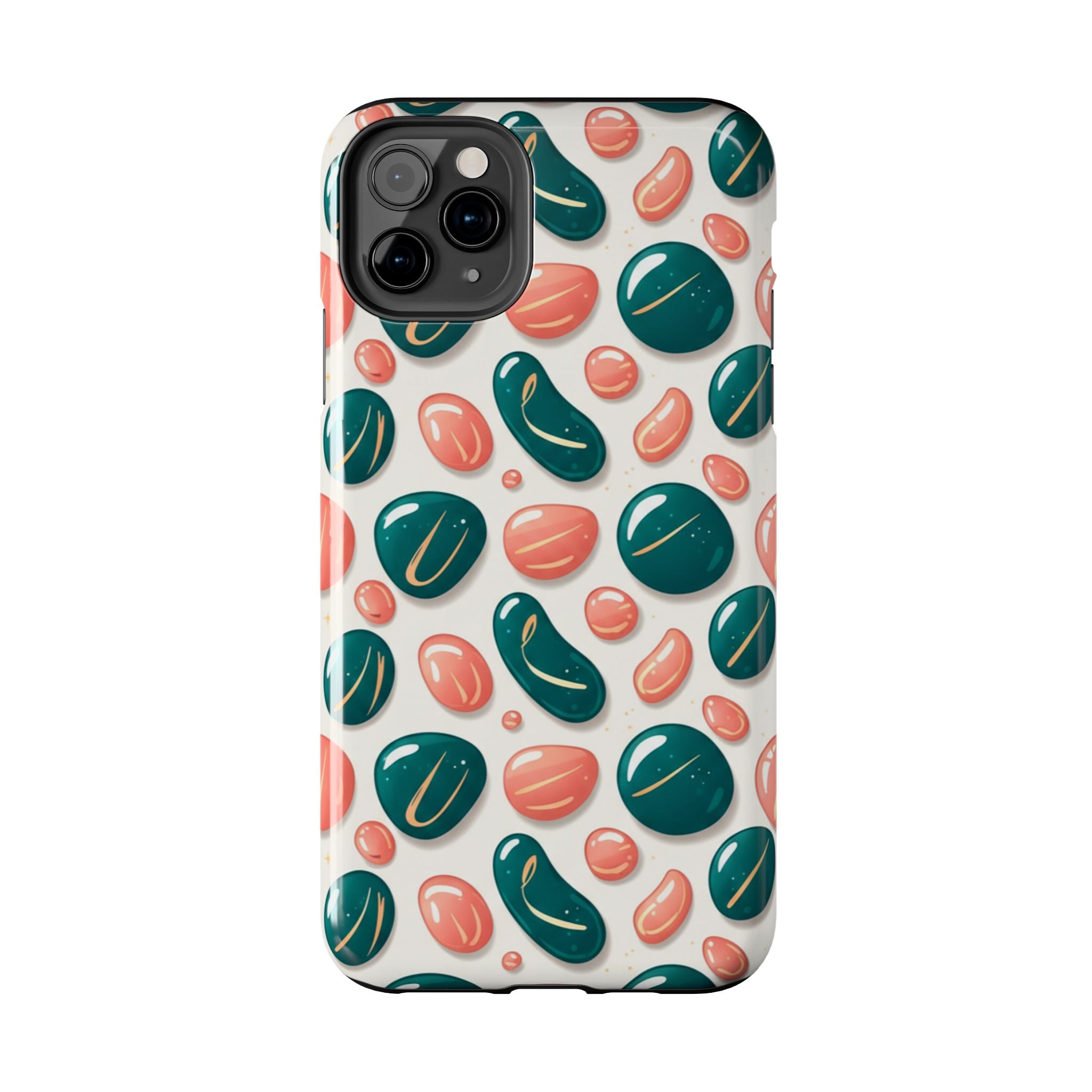 Abstract Pebble Pattern Tough Phone Case — Coral & Teal Protective Cover
