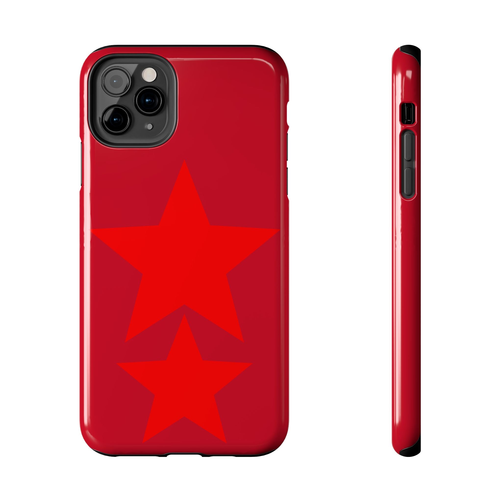 Red Star Tough Phone Case — Dual-Star Protective iPhone Cover