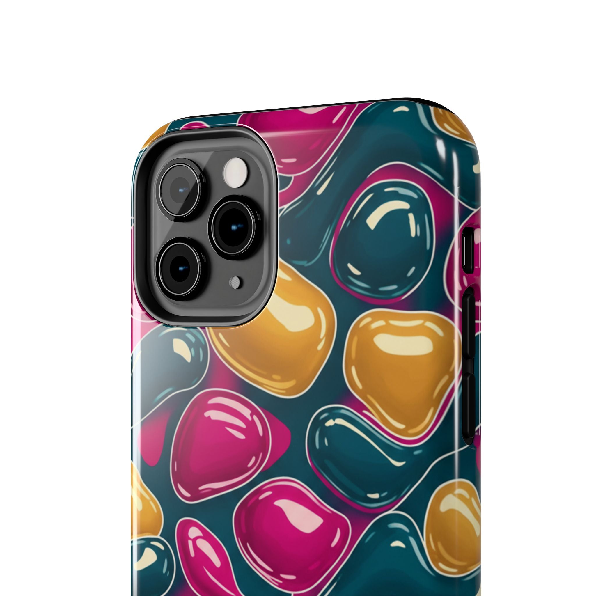 Abstract Colorful Blob Phone Case — Bold Teal, Magenta & Gold Protective Cover