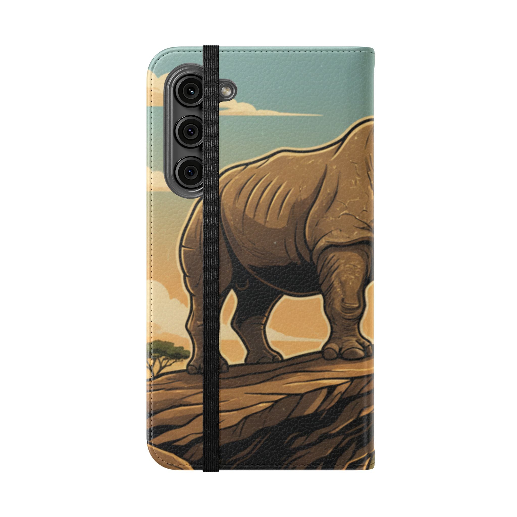 Rhino Sunset Flip Phone Case – Safari Wildlife Wallet Case