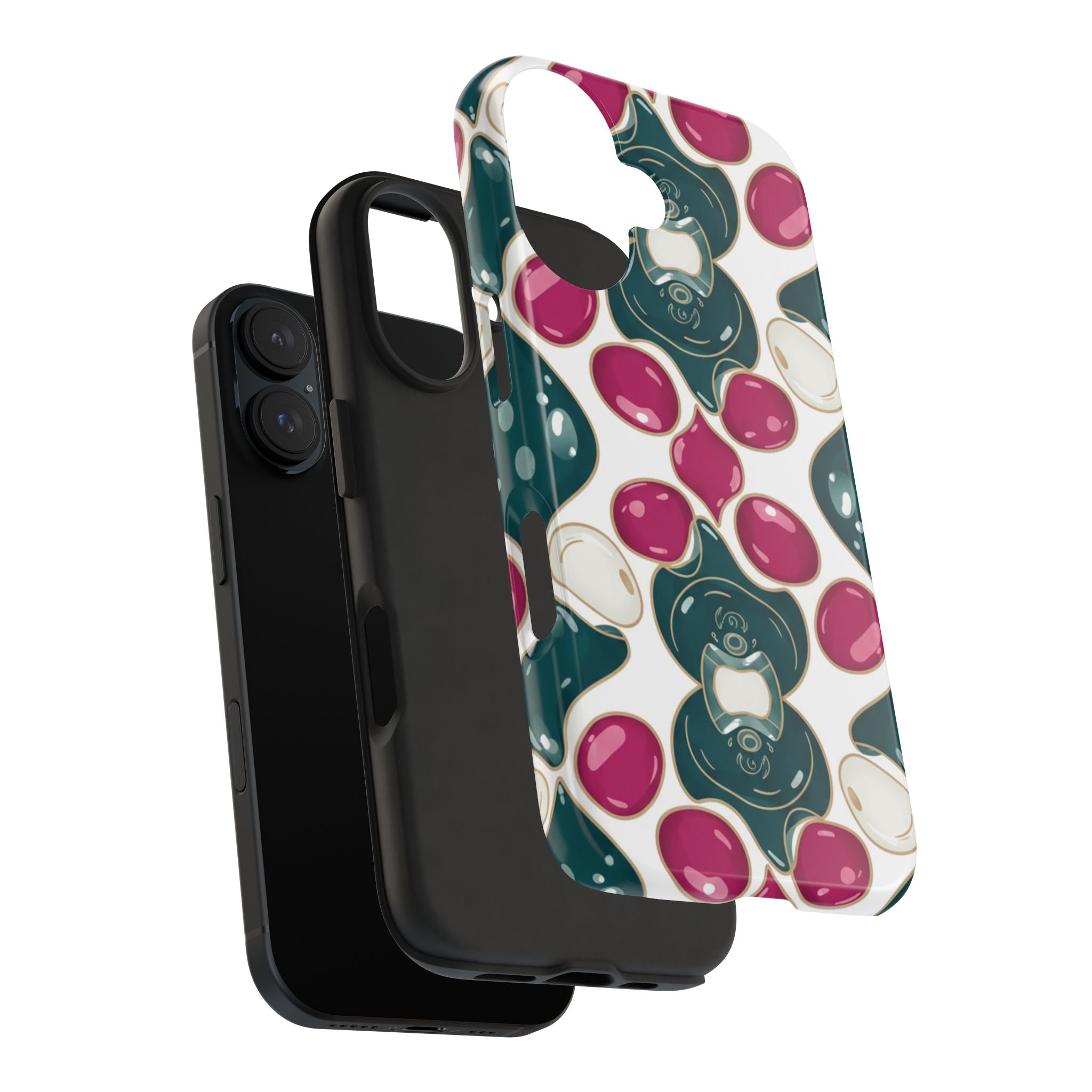 Floral Jewel Pattern Tough Phone Case — Teal & Fuchsia Protective Cover