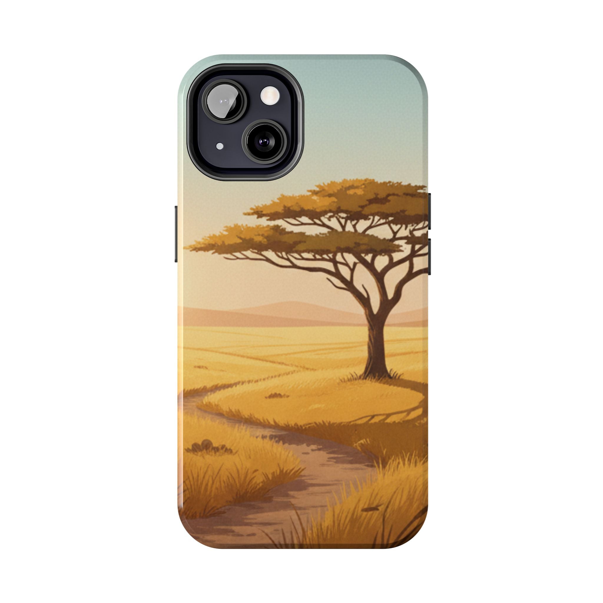 Safari Sunset Tough Phone Case — African Savanna Tree Design