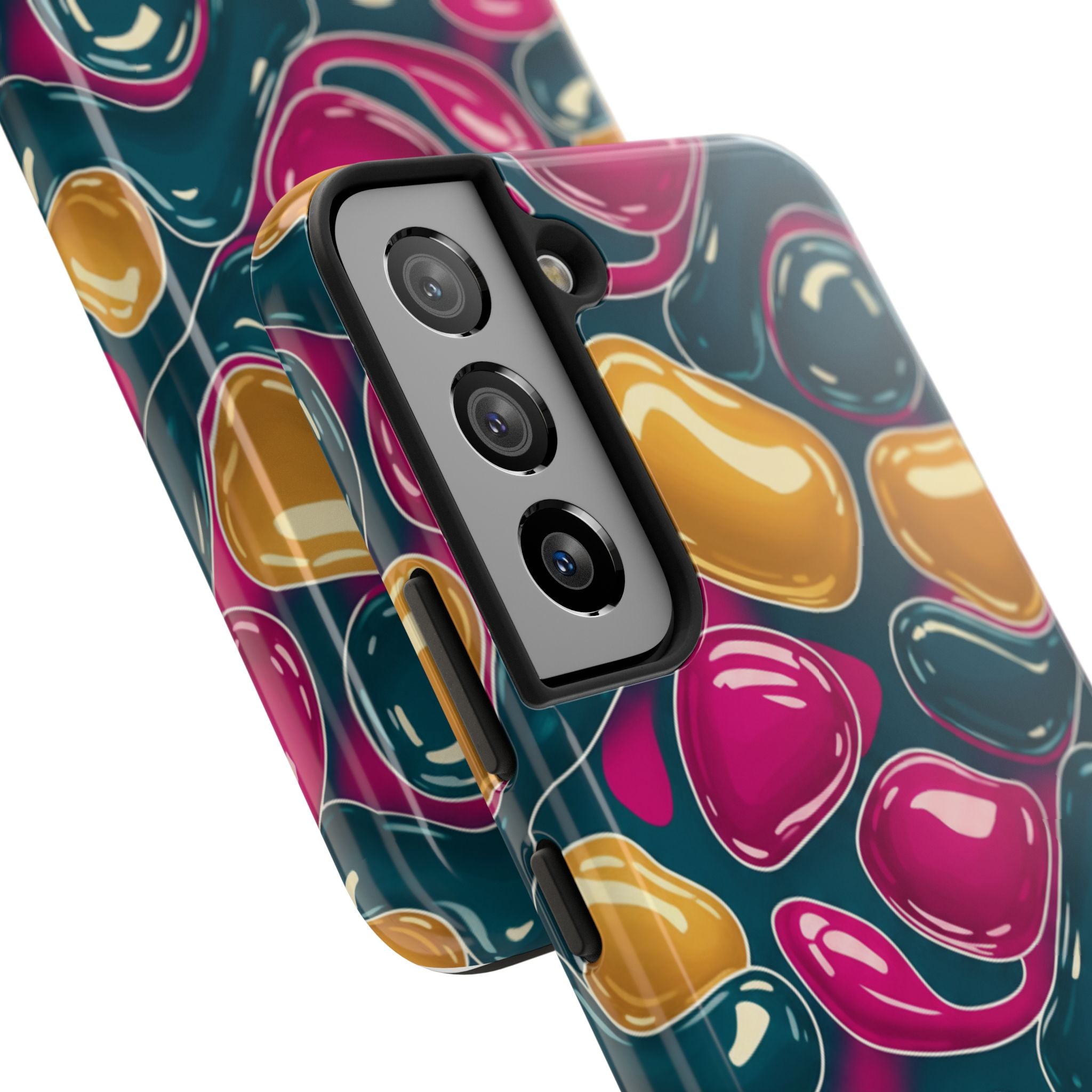 Abstract Colorful Blob Phone Case — Bold Teal, Magenta & Gold Protective Cover