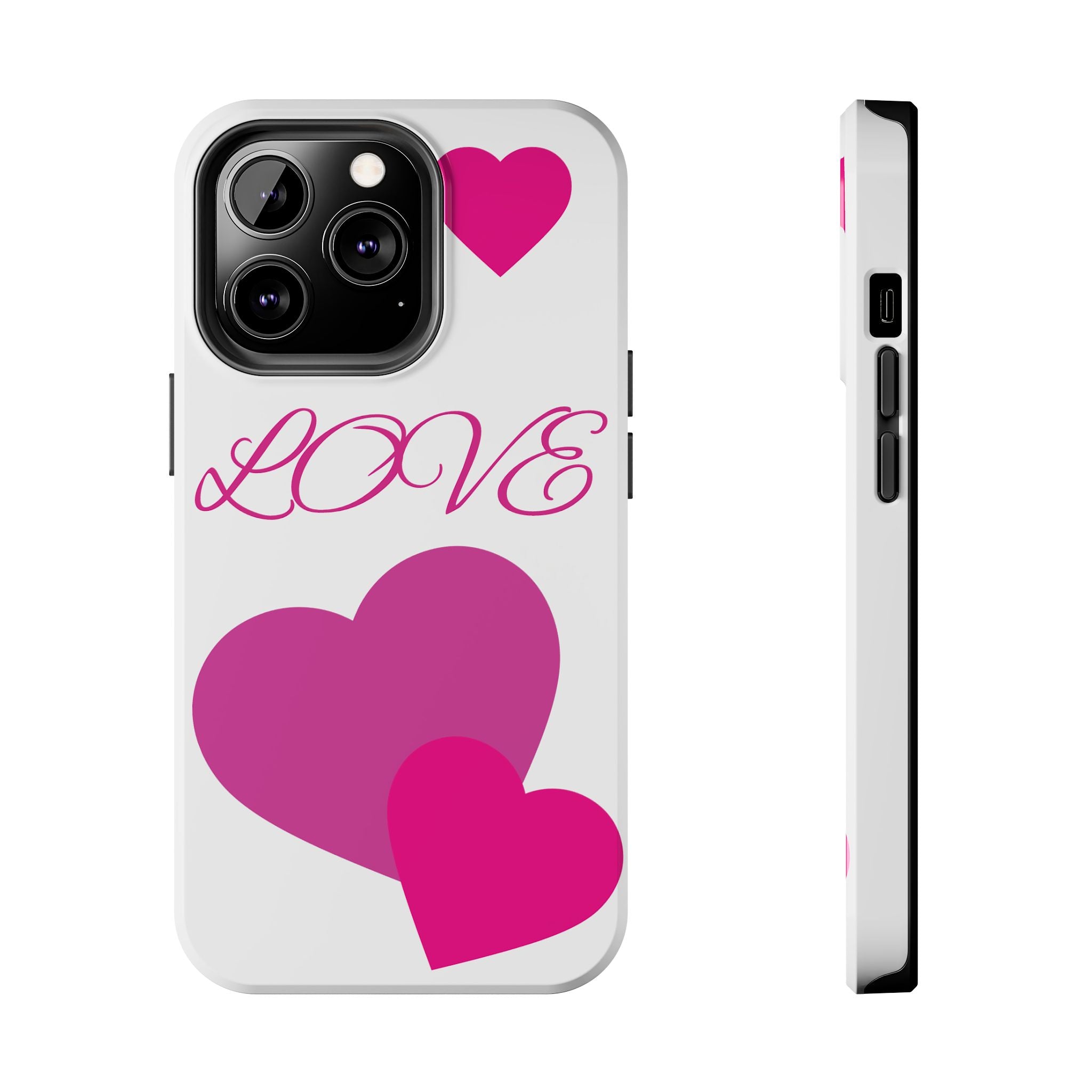 Love Heart Tough Phone Case — Pink Hearts Protective Phone Cover