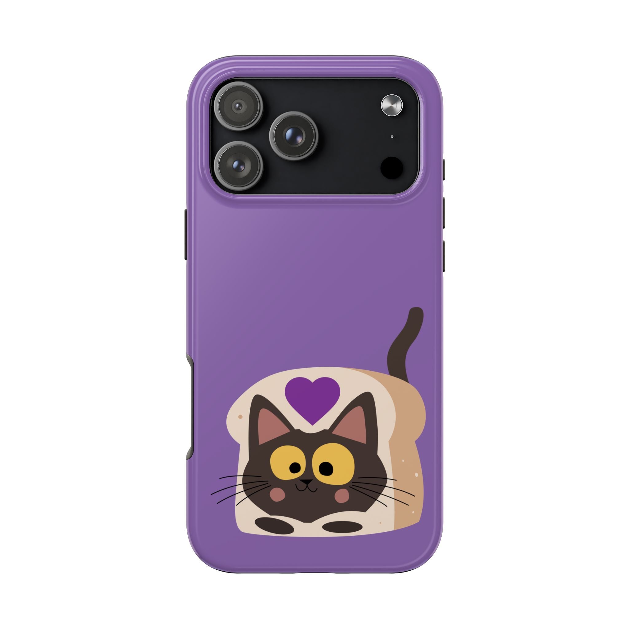 Purple Cute Cat-in-Bread Tough Phone Case — Cute Cat Heart Design
