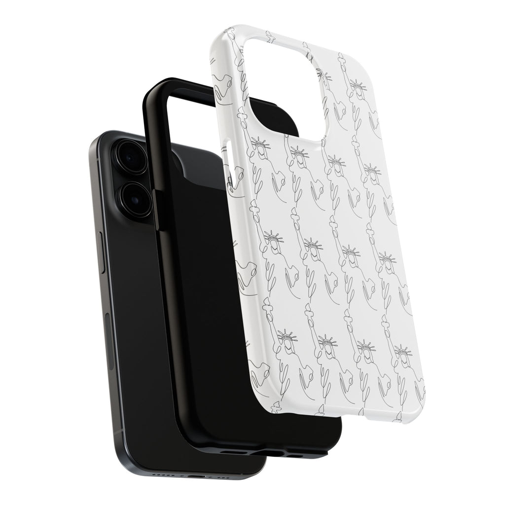 Statue of Liberty Sketch Tough Phone Case — Minimal Patriotic iPhone Cover
