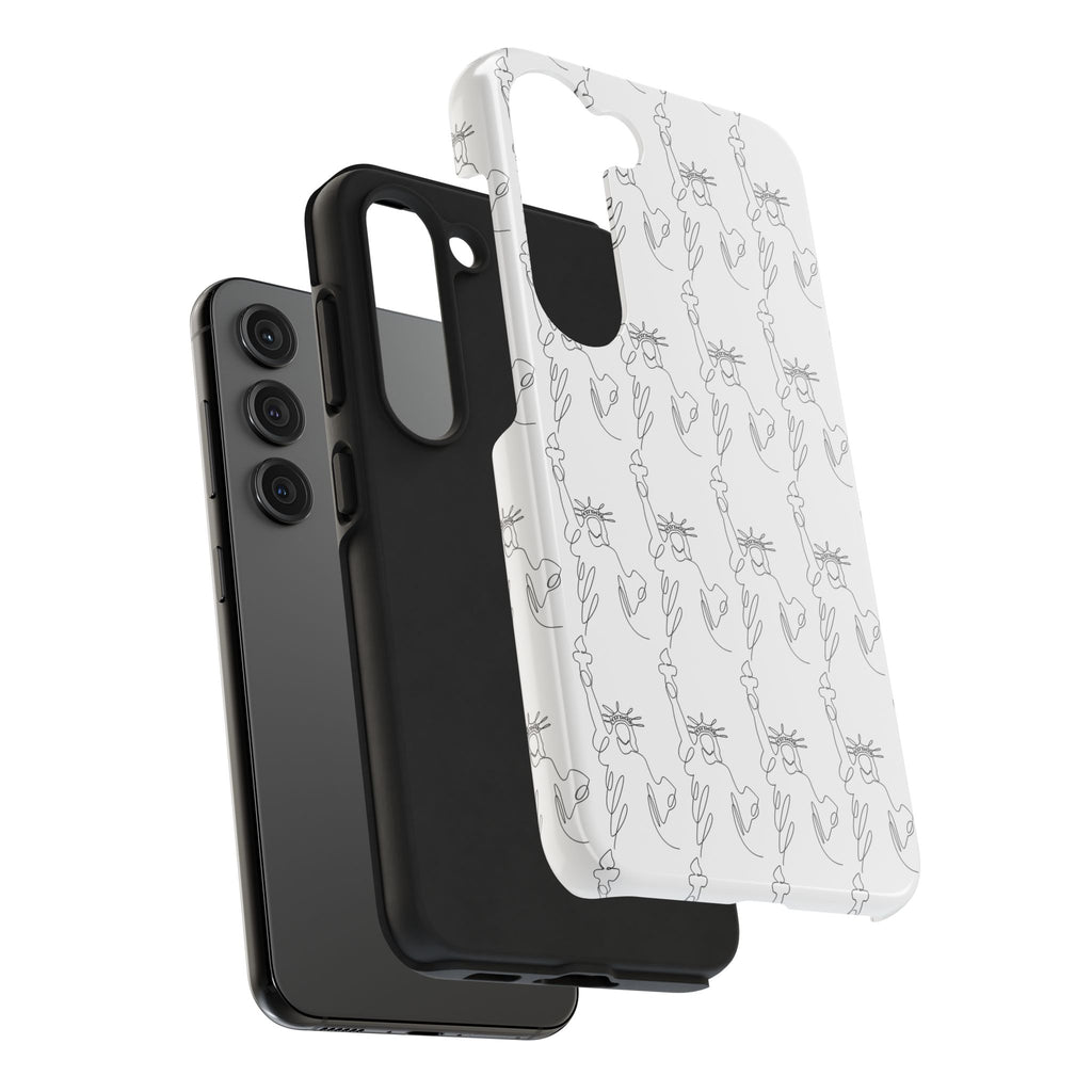 Statue of Liberty Sketch Tough Phone Case — Minimal Patriotic iPhone Cover