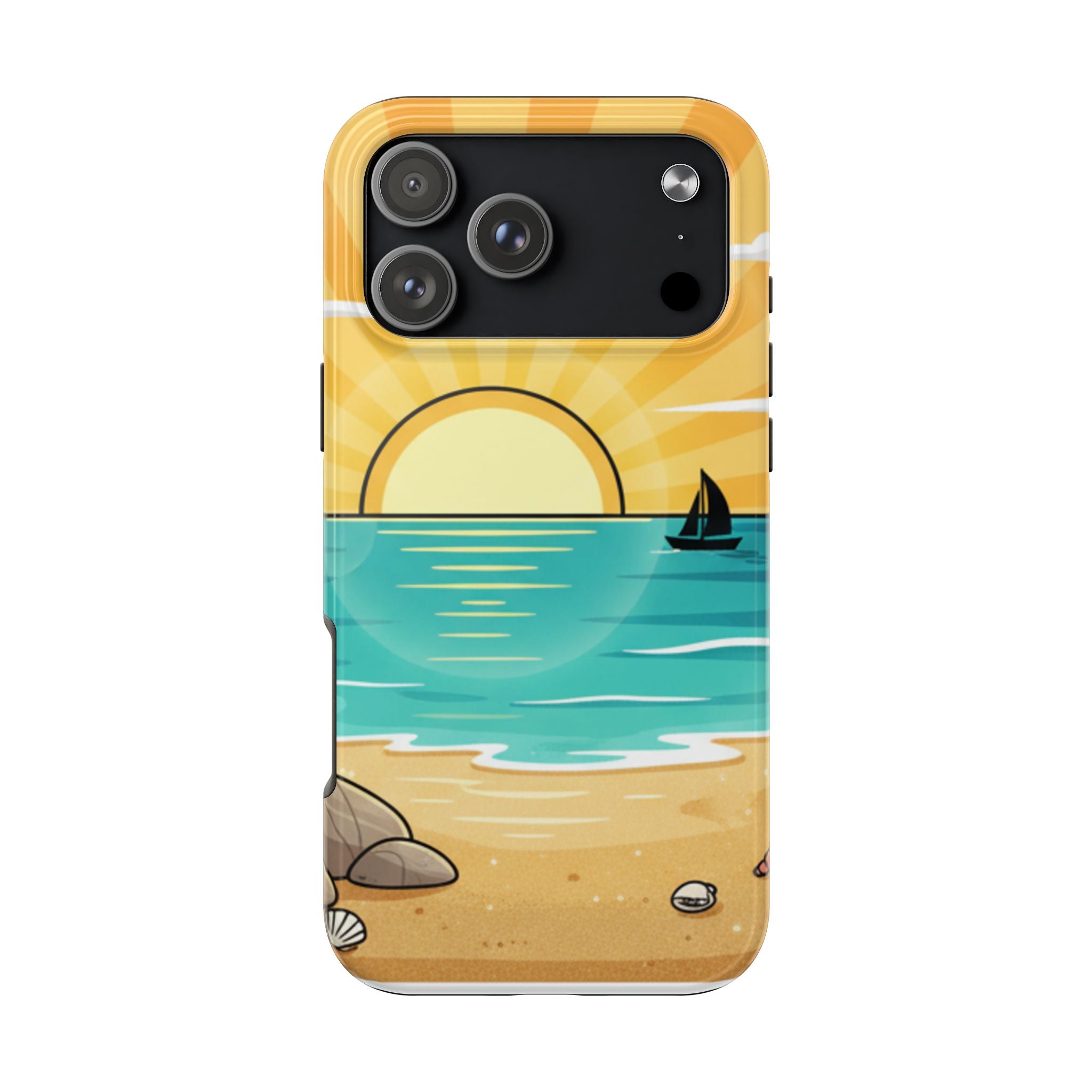 Tough Phone Case — Sunset Beach Sailboat Design