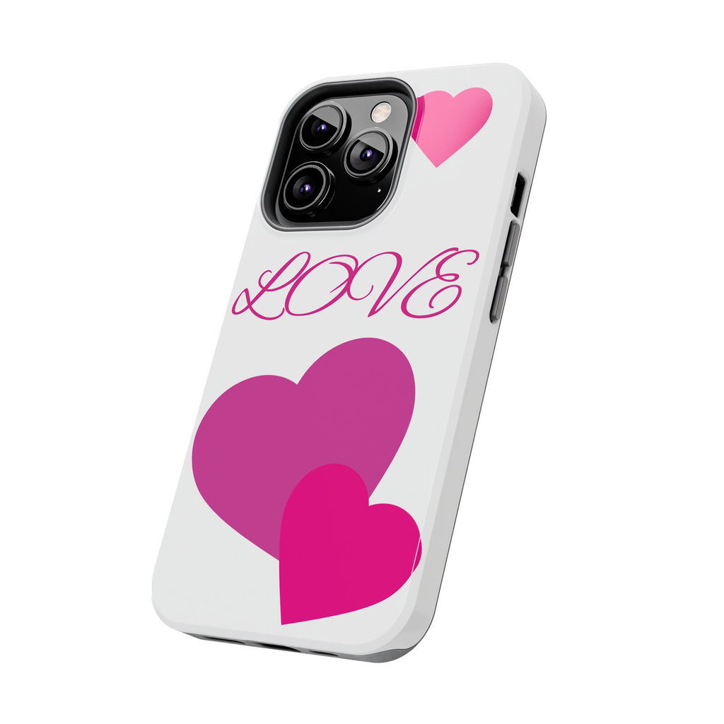 Love Heart Tough Phone Case — Pink Hearts Protective Phone Cover