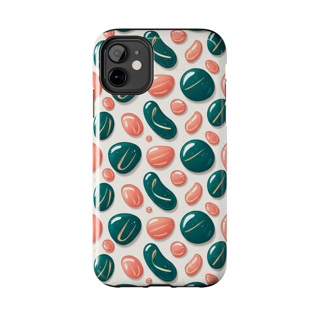 Abstract Pebble Pattern Tough Phone Case — Coral & Teal Protective Cover