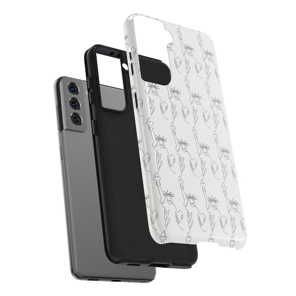 Statue of Liberty Sketch Tough Phone Case — Minimal Patriotic iPhone Cover