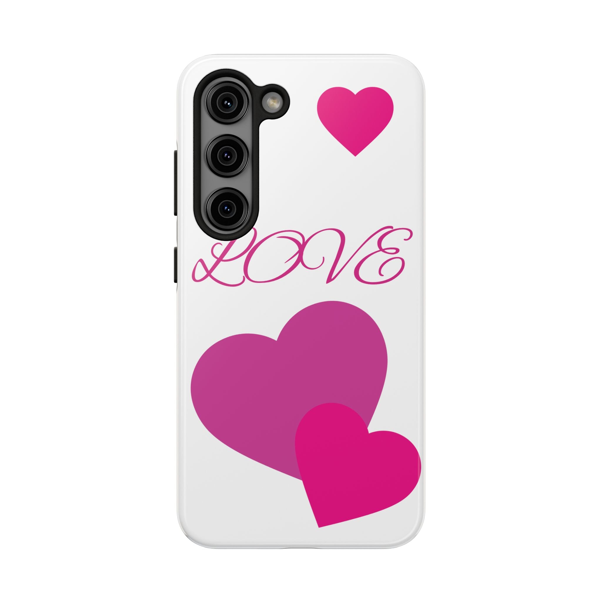 Love Heart Tough Phone Case — Pink Hearts Protective Phone Cover