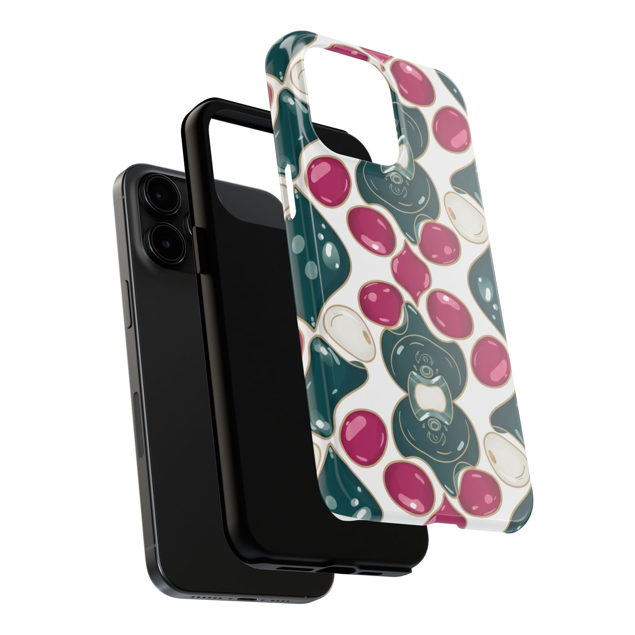 Floral Jewel Pattern Tough Phone Case — Teal & Fuchsia Protective Cover
