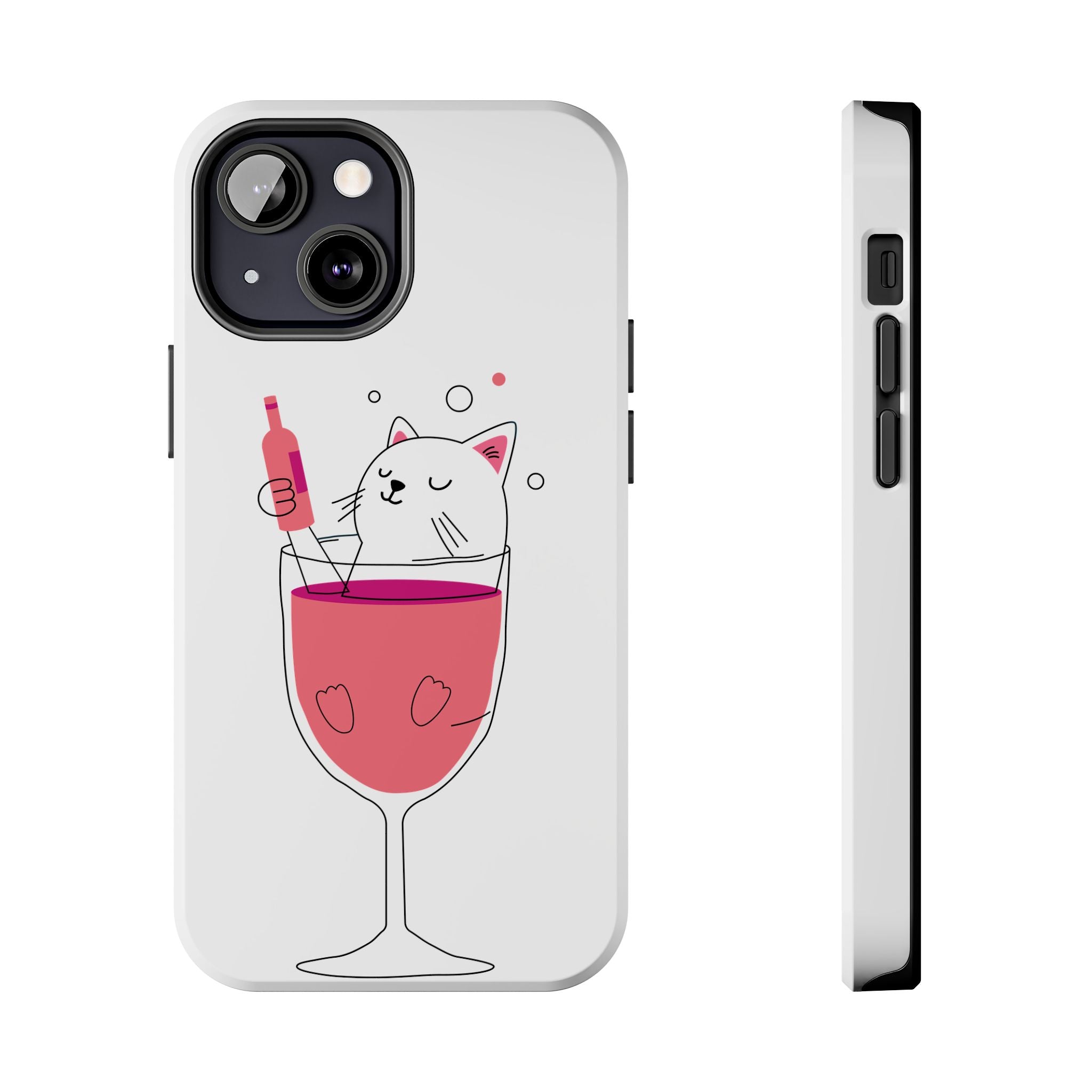 Cat Wine Phone Case — Cute Cat in Wine Glass Protective Case