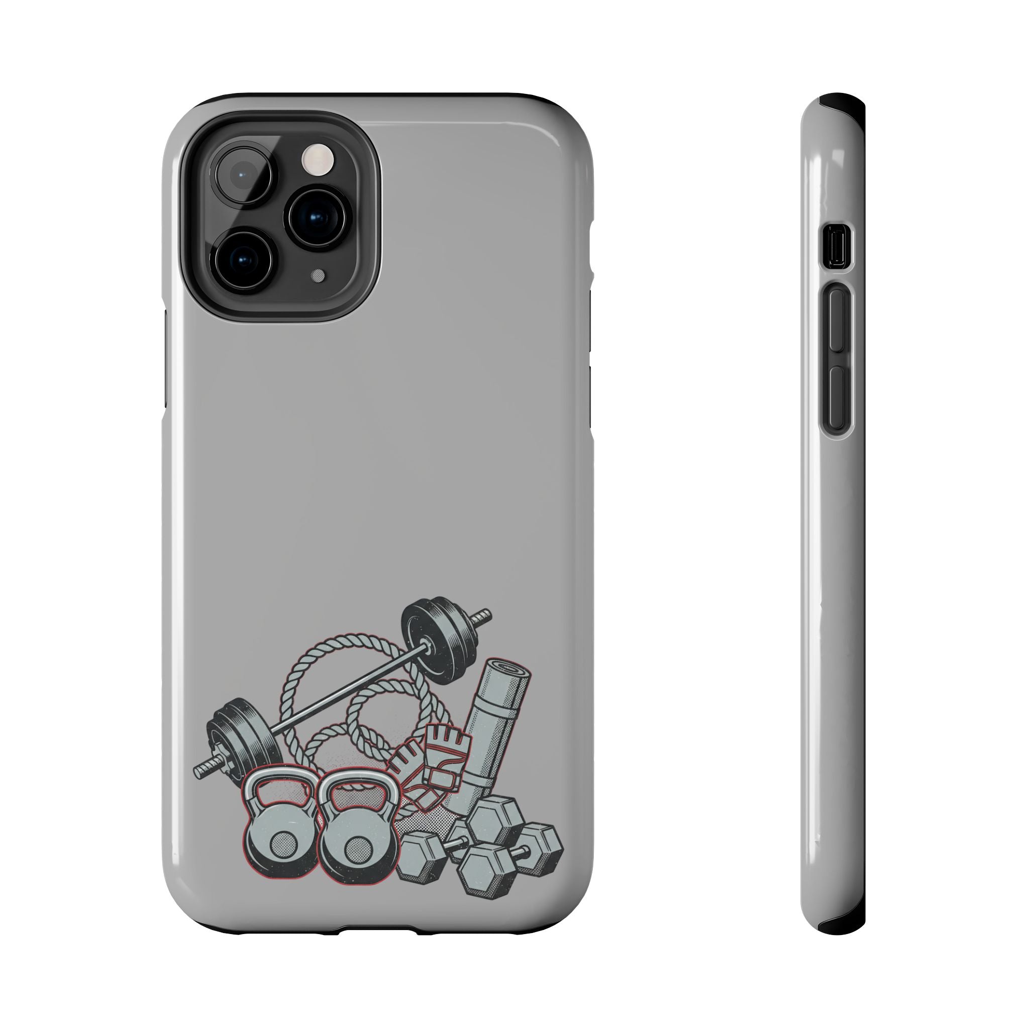 Fitness Gear Tough Phone Case — Dumbbells, Kettlebells & Jump Rope Design