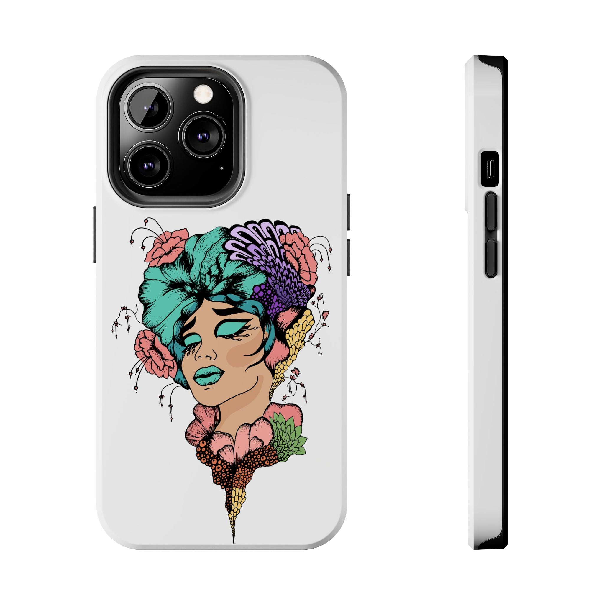 Tough Phone Case — Floral Pop Art Portrait Protective Cover