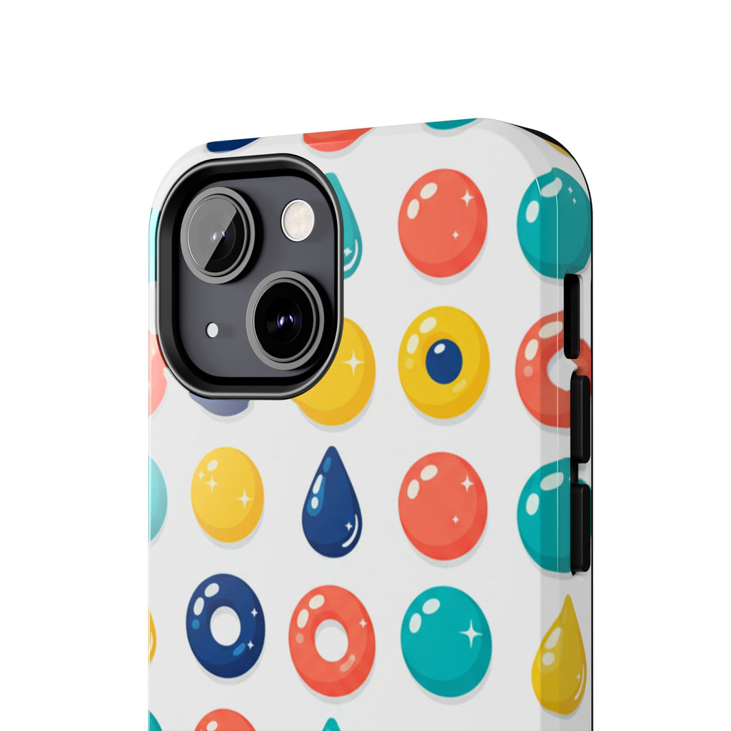 Colorful Candy Dot Tough Phone Case — Bright Retro Polka Drop Design
