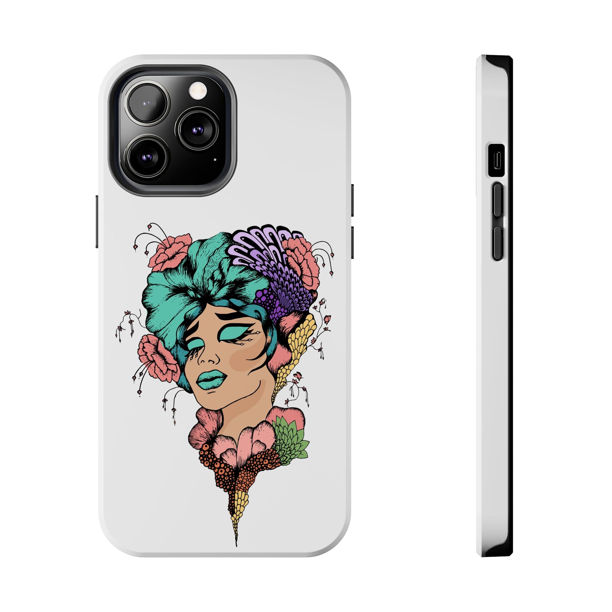 Tough Phone Case — Floral Pop Art Portrait Protective Cover
