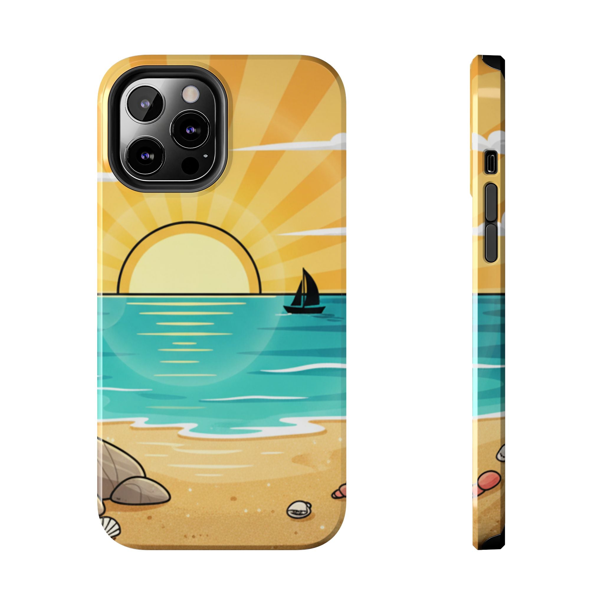 Tough Phone Case — Sunset Beach Sailboat Design