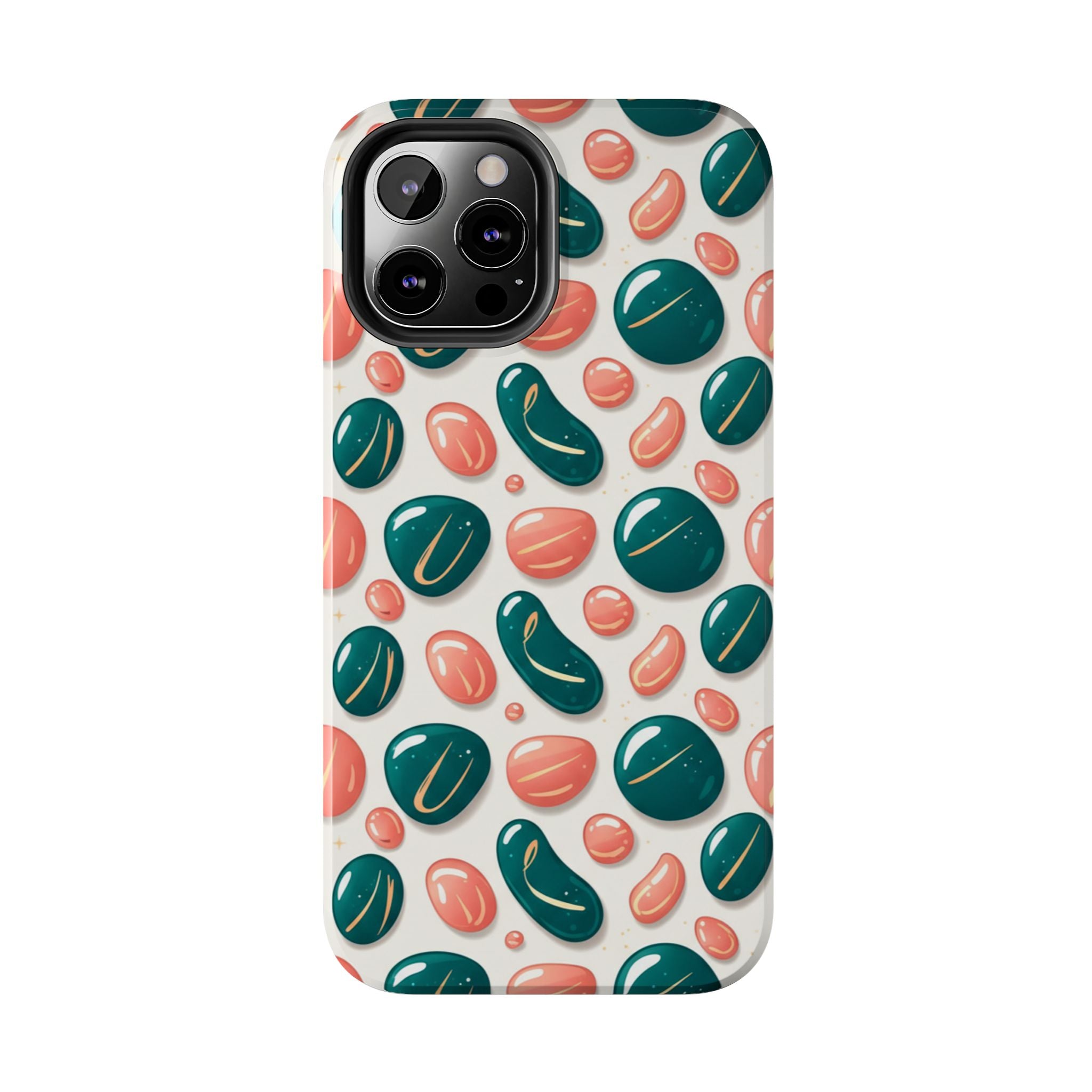 Abstract Pebble Pattern Tough Phone Case — Coral & Teal Protective Cover