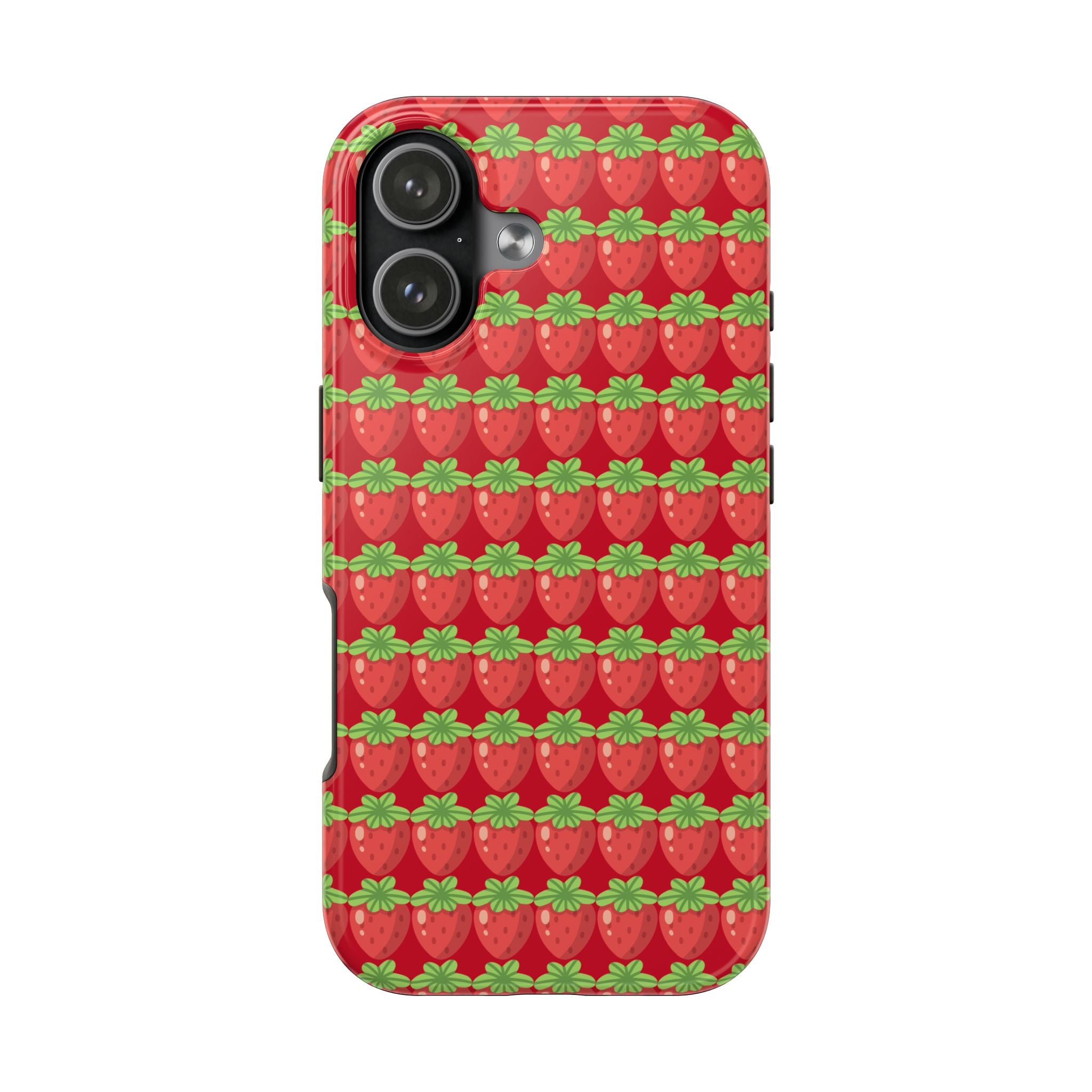 Strawberry Pattern Tough Phone Case — Cute Red Fruit Protective Cover