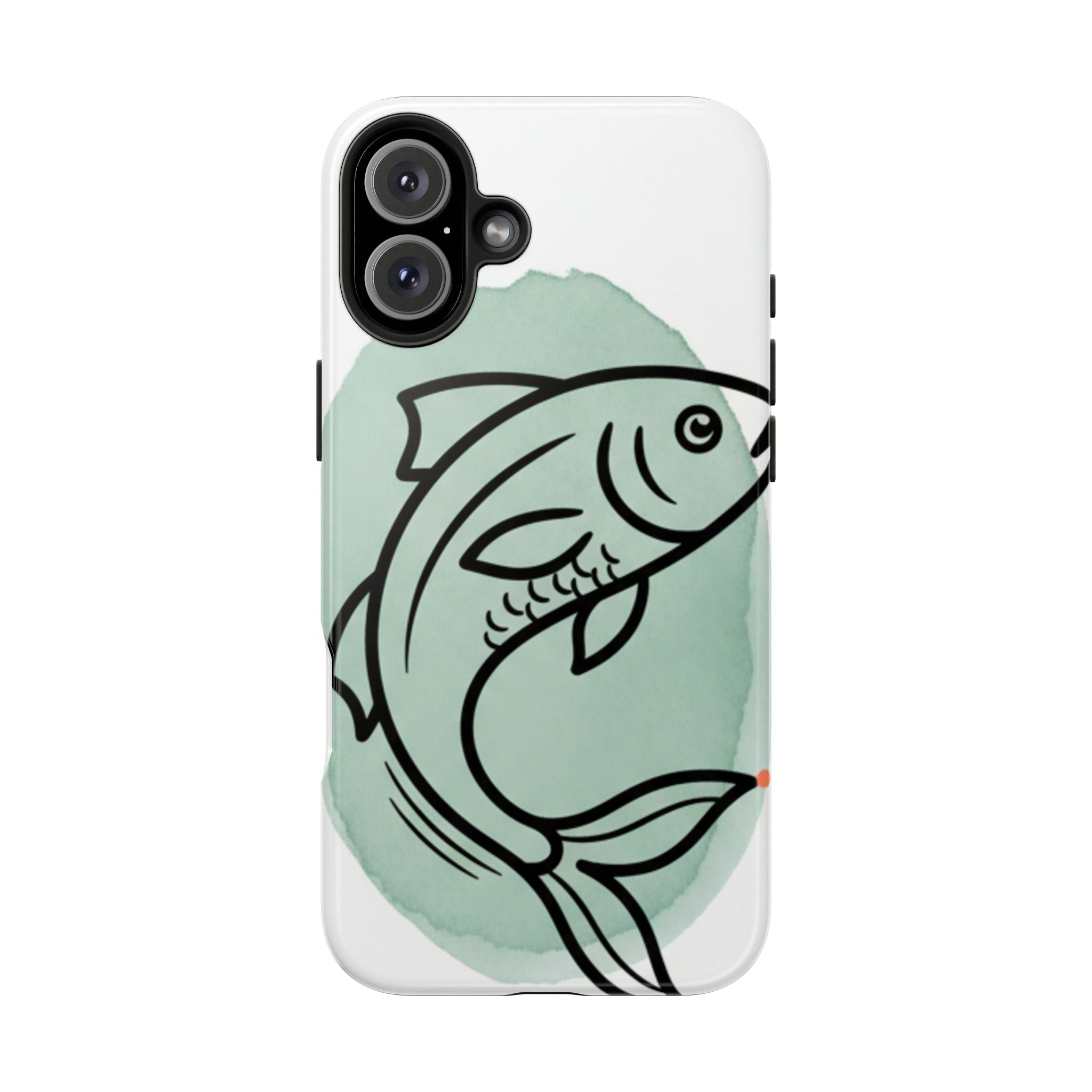 Fish Silhouette Tough Phone Case — Minimalist Aqua Watercolor Design
