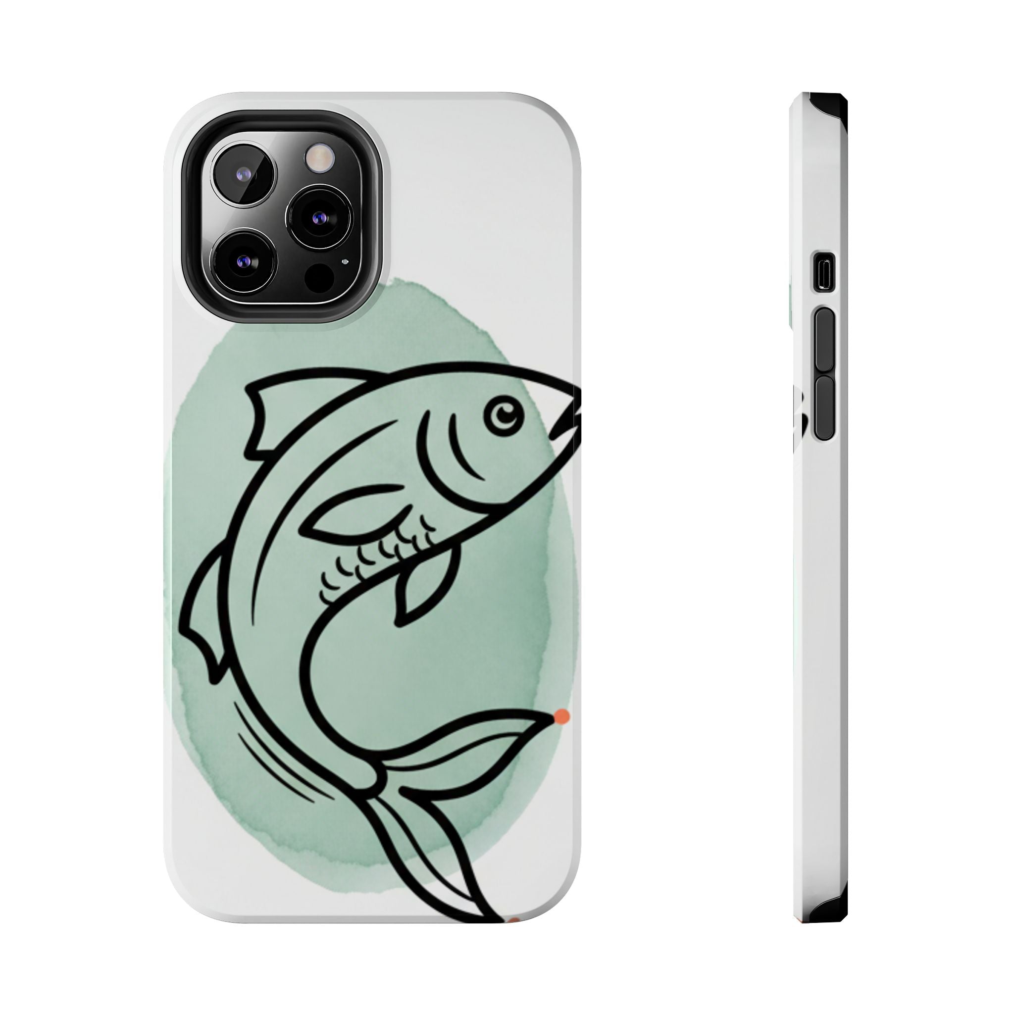 Fish Silhouette Tough Phone Case — Minimalist Aqua Watercolor Design