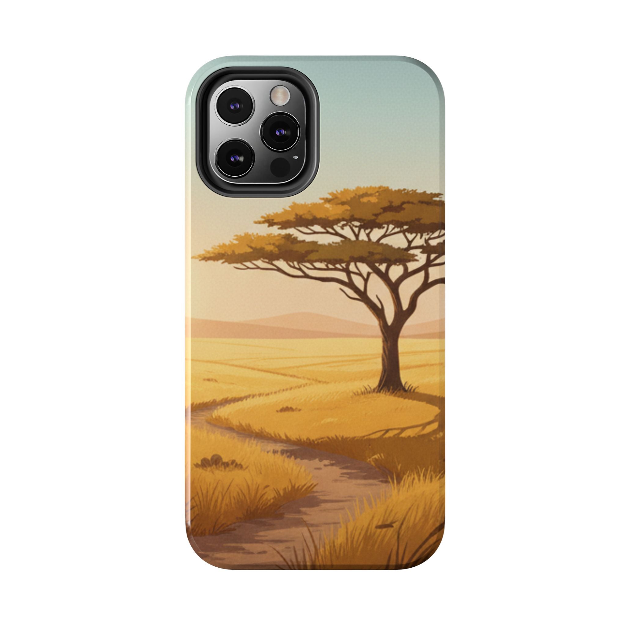 Safari Sunset Tough Phone Case — African Savanna Tree Design