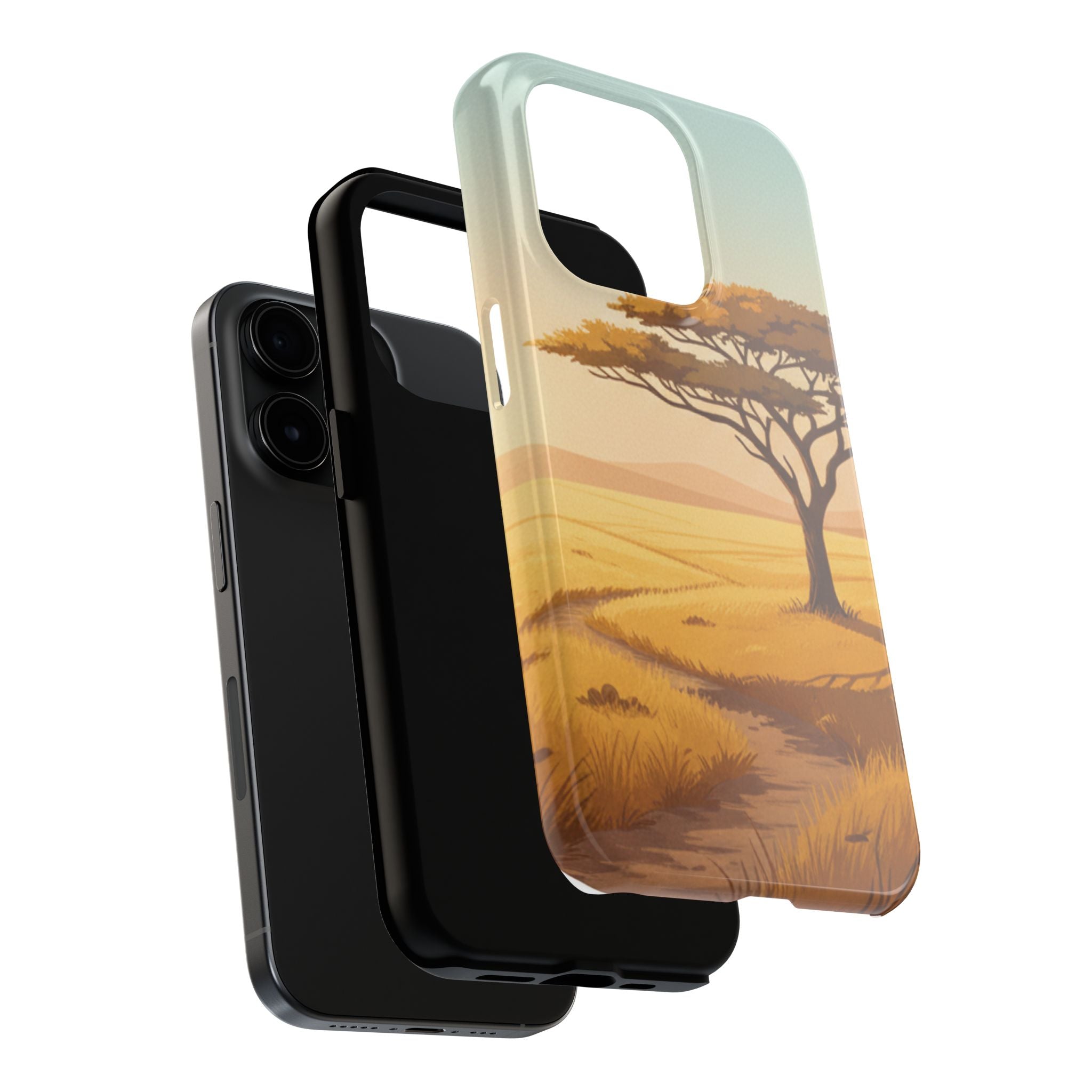 Safari Sunset Tough Phone Case — African Savanna Tree Design