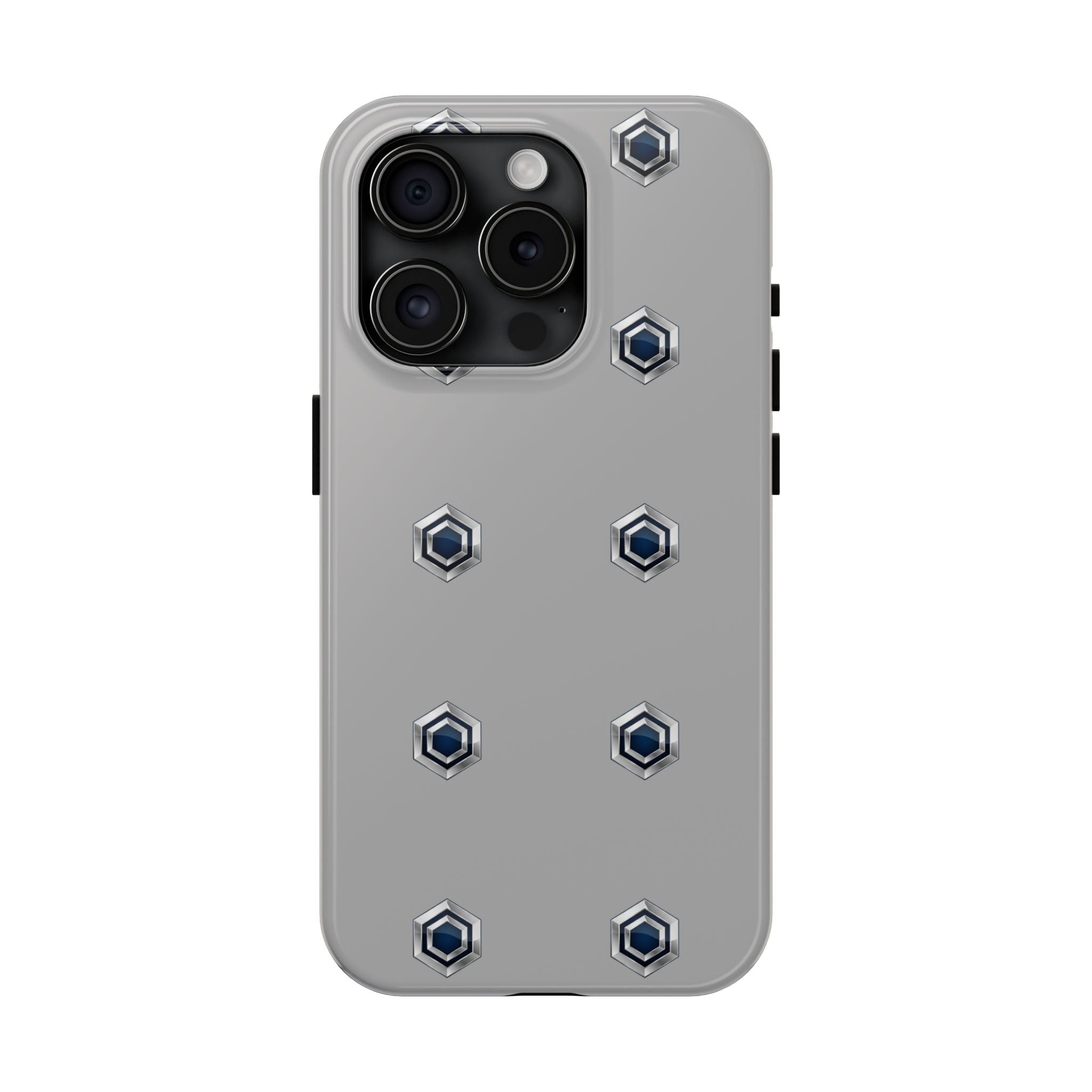 Tough Phone Case — Minimal Hex Rivet Armor (Gray)