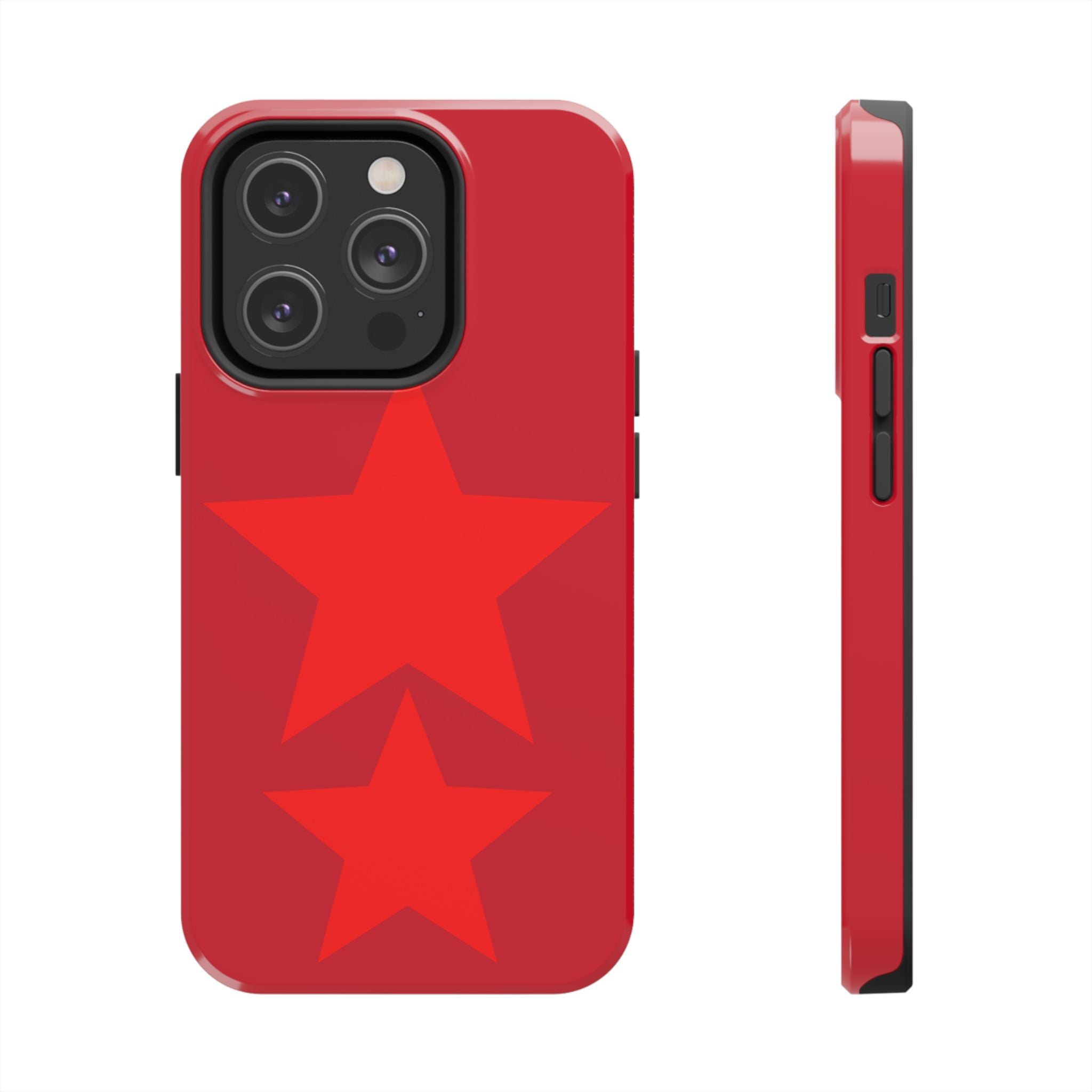 Red Star Tough Phone Case — Dual-Star Protective iPhone Cover