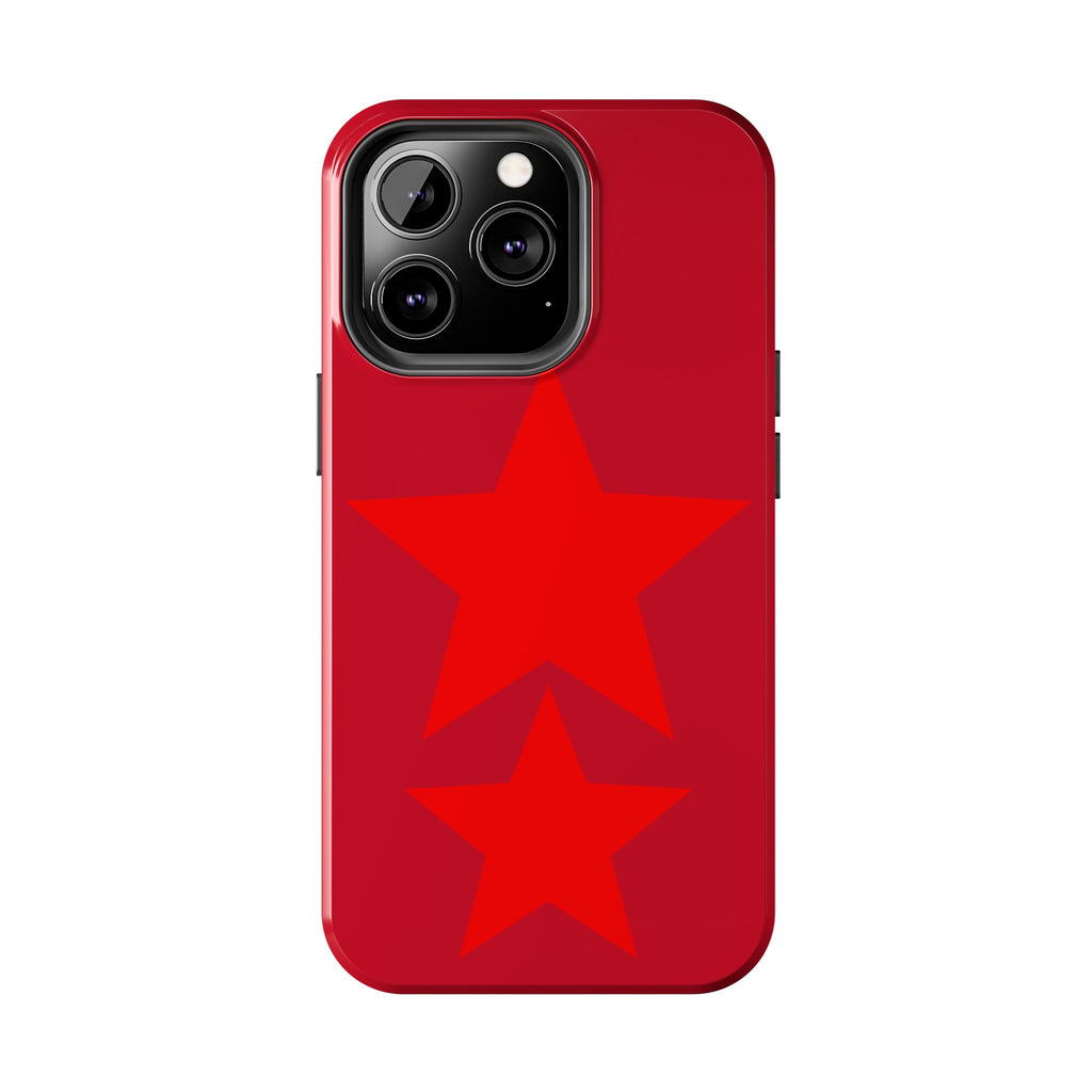 Red Star Tough Phone Case — Dual-Star Protective iPhone Cover